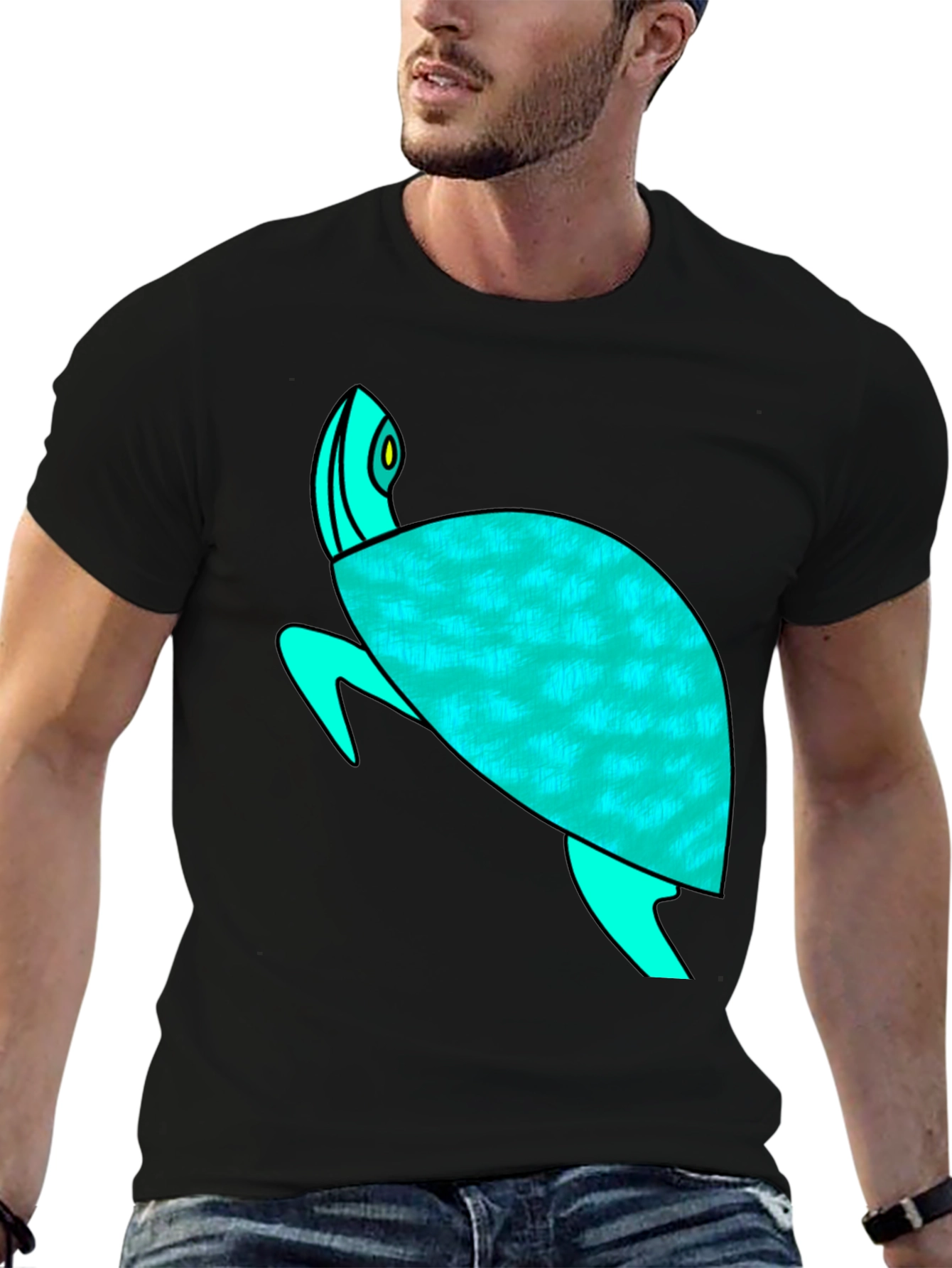Turtle Graphic Tee - Black Cotton Comfort