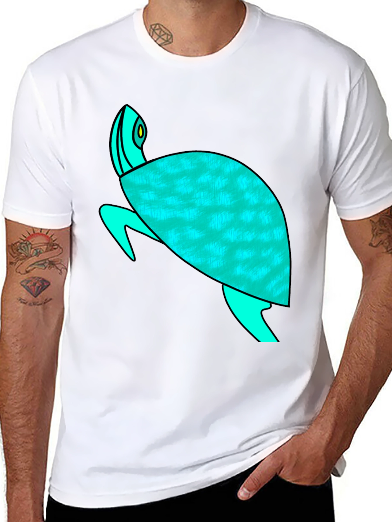 Turtle Graphic Tee - Black Cotton Comfort