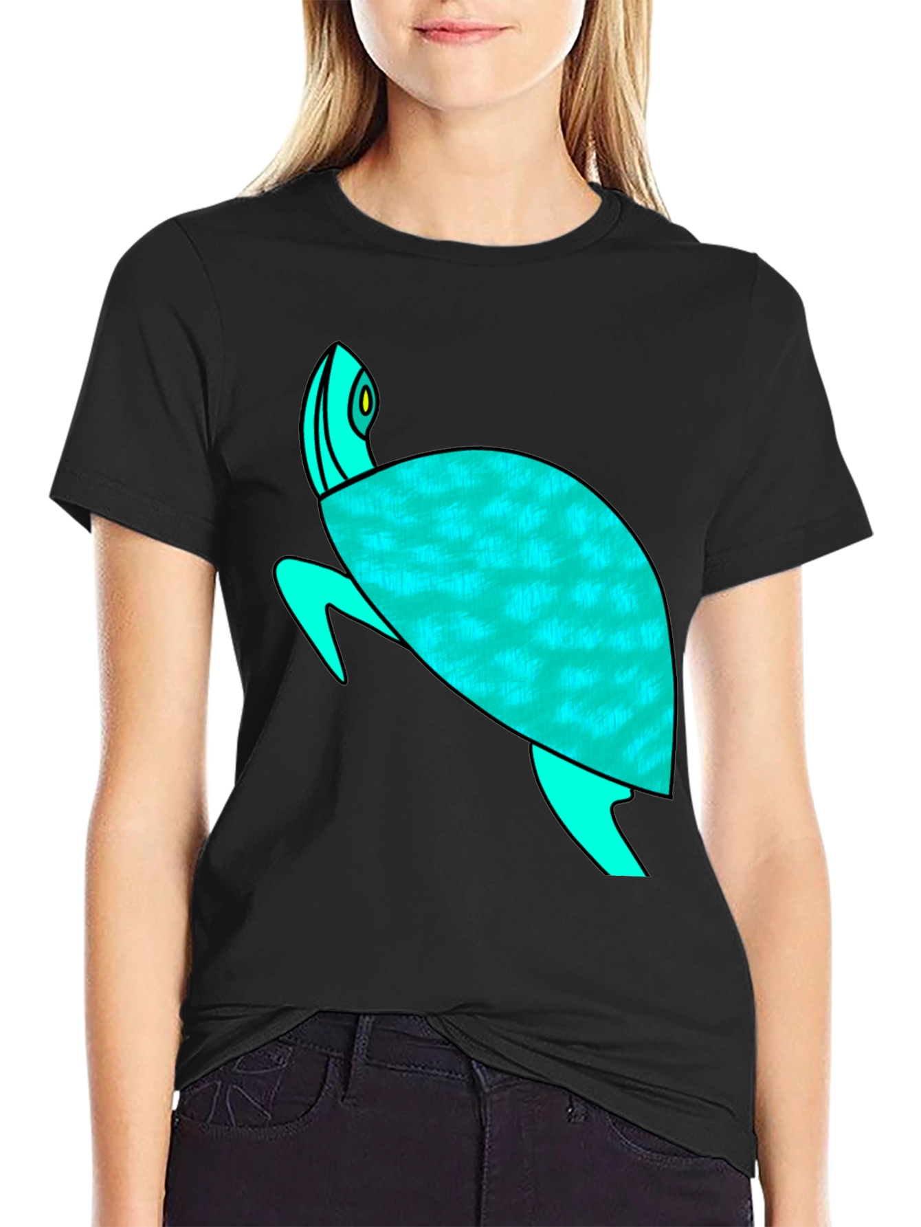 Turtle Graphic Tee - Black Cotton Comfort