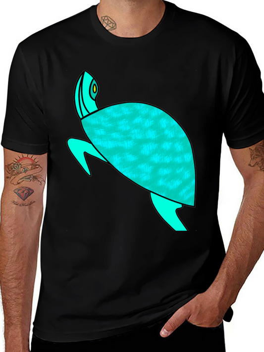 Turtle Graphic Tee - Black Cotton Comfort