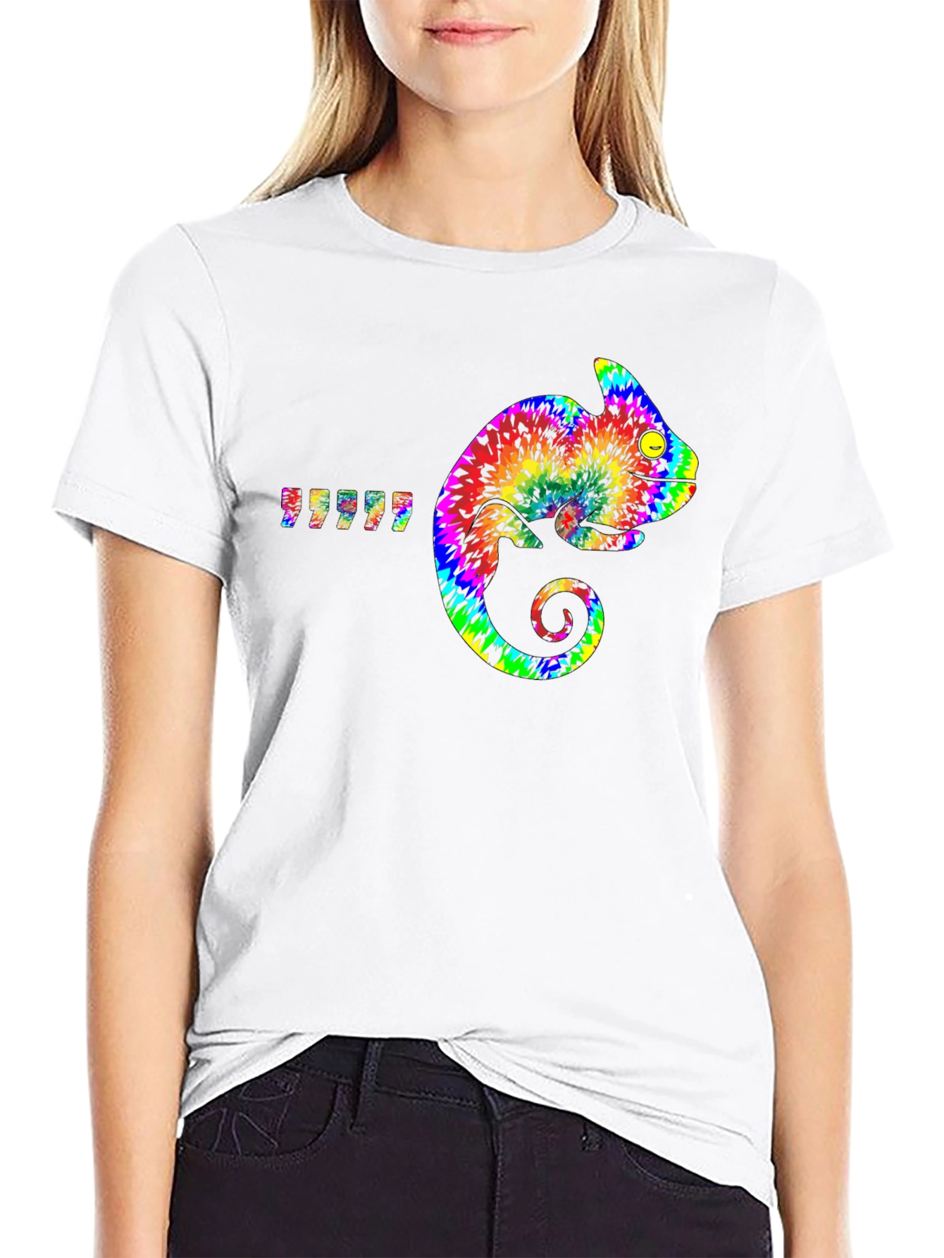 Rainbow Chameleon Graphic Tee - Mens Black T-Shirt