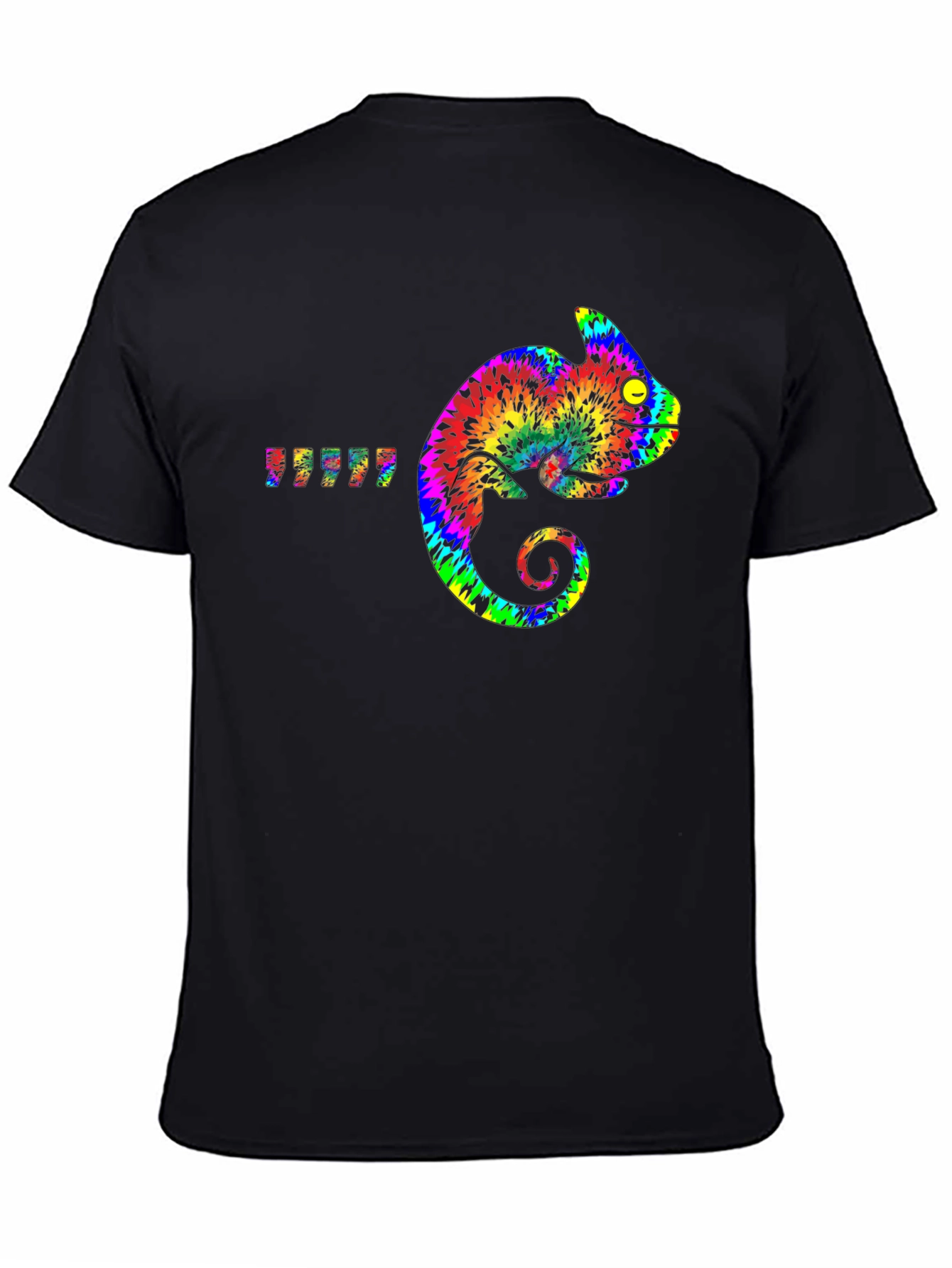 Rainbow Chameleon Graphic Tee - Mens Black T-Shirt