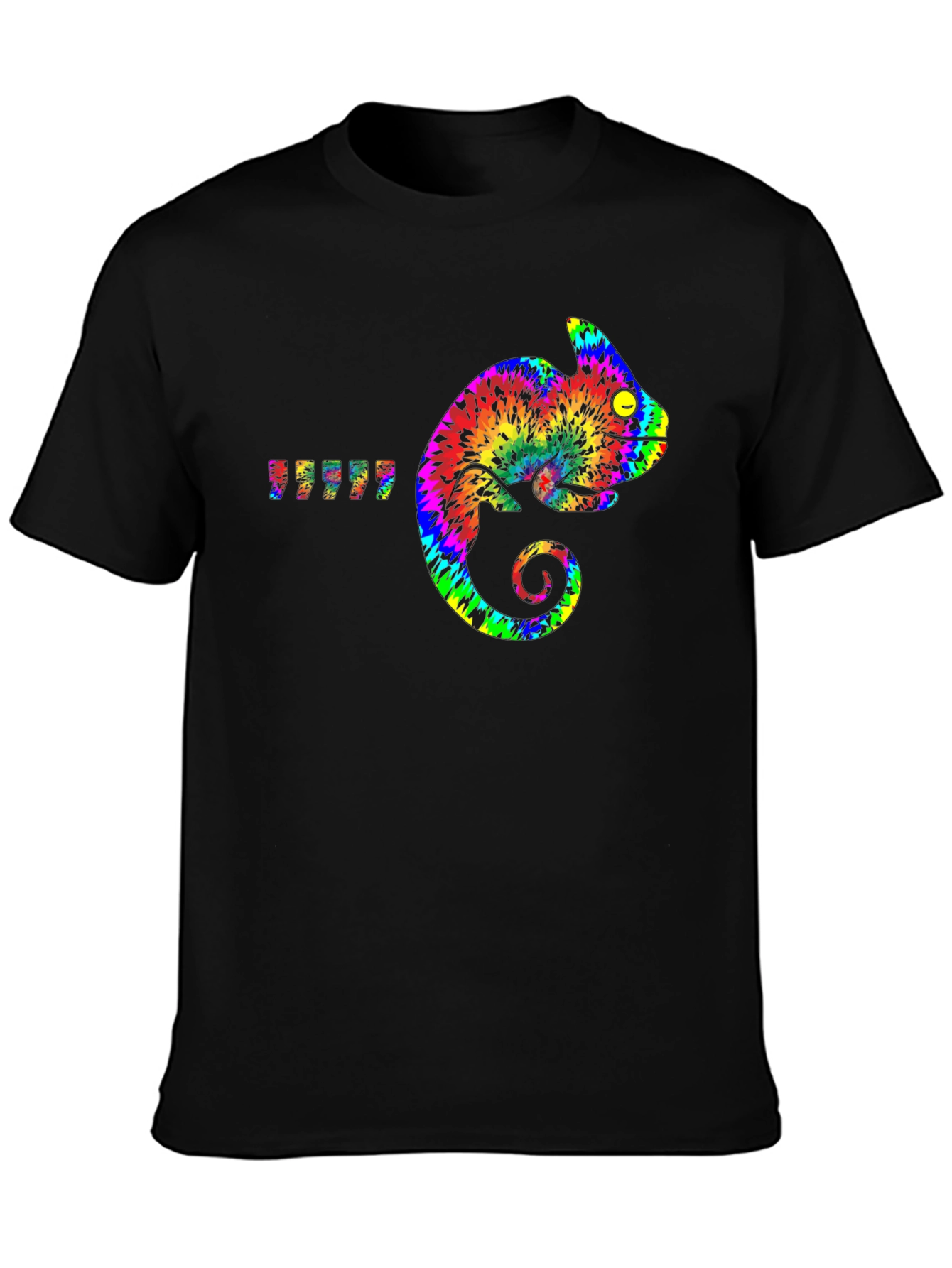 Rainbow Chameleon Graphic Tee - Mens Black T-Shirt