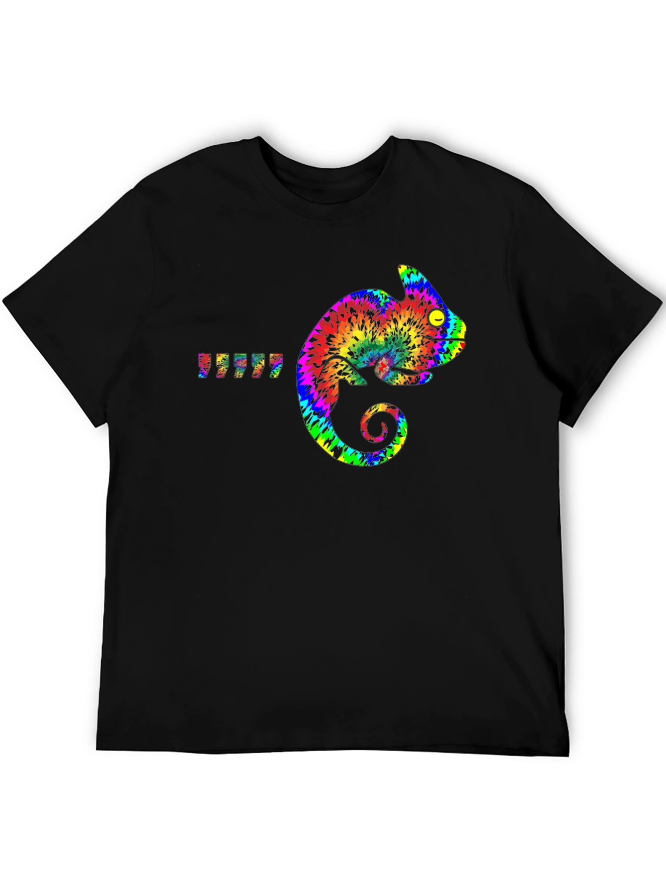 Rainbow Chameleon Graphic Tee - Mens Black T-Shirt