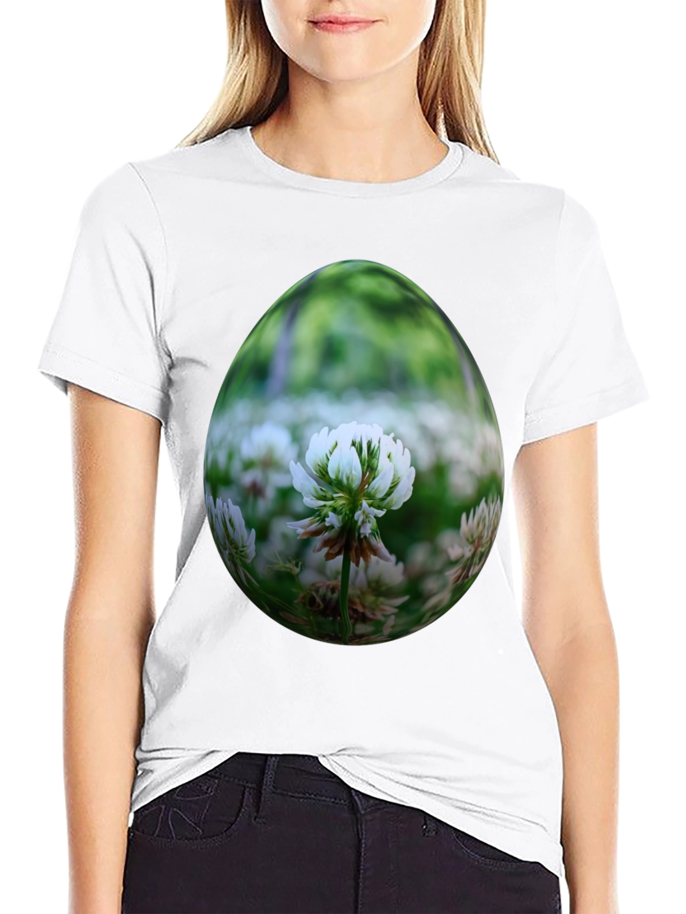 Clover Field Egg Graphic Black T-Shirt