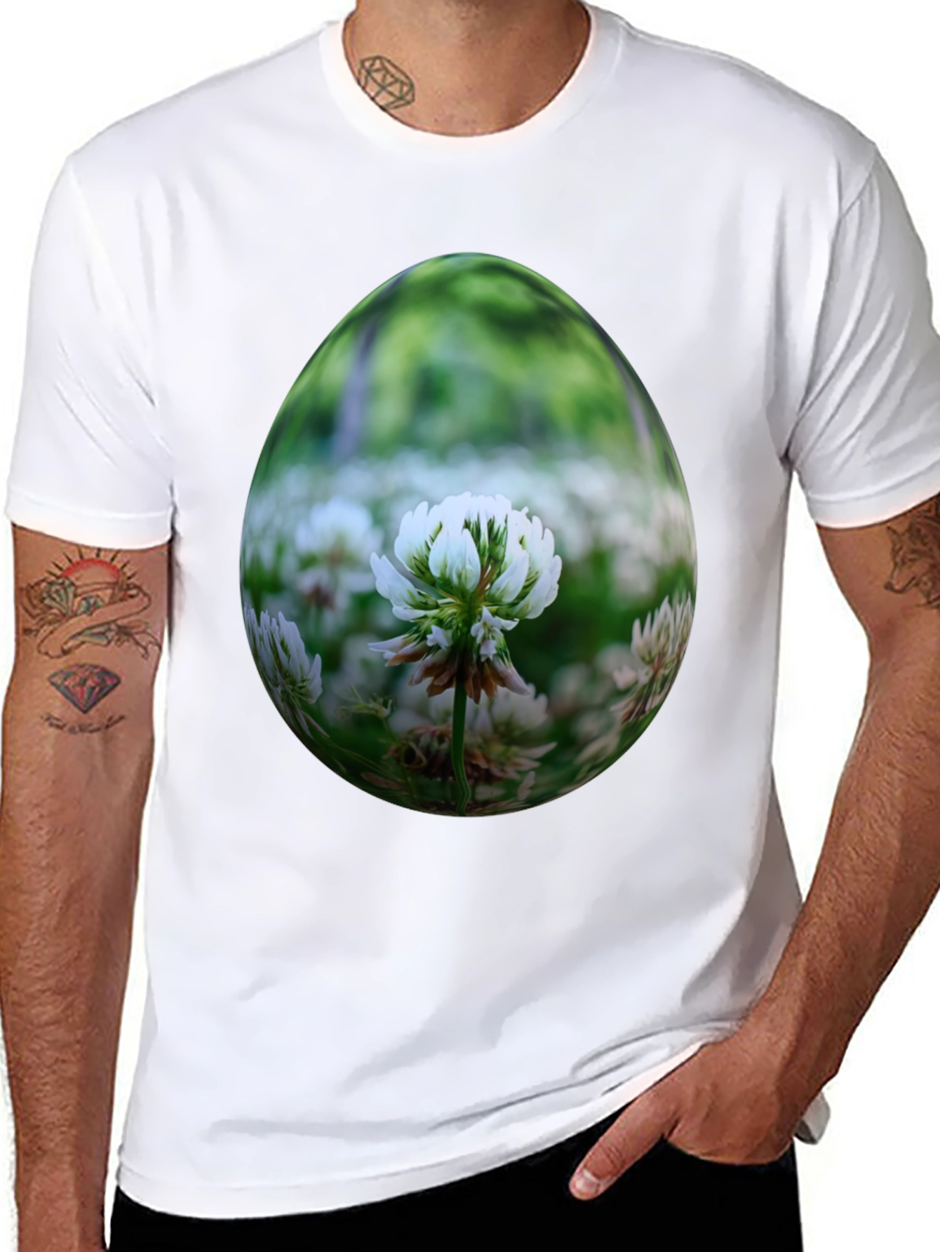Clover Field Egg Graphic Black T-Shirt