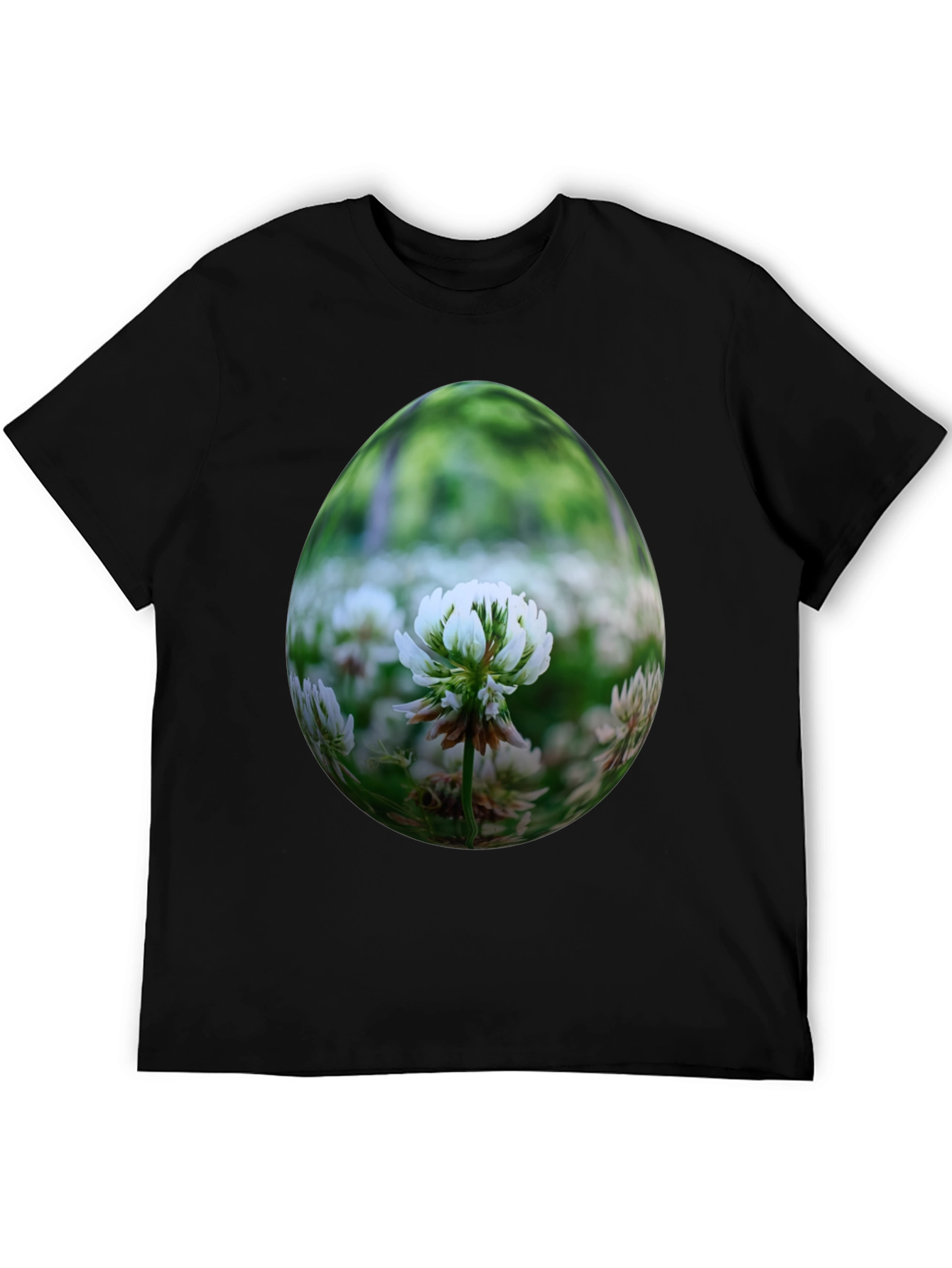 Clover Field Egg Graphic Black T-Shirt