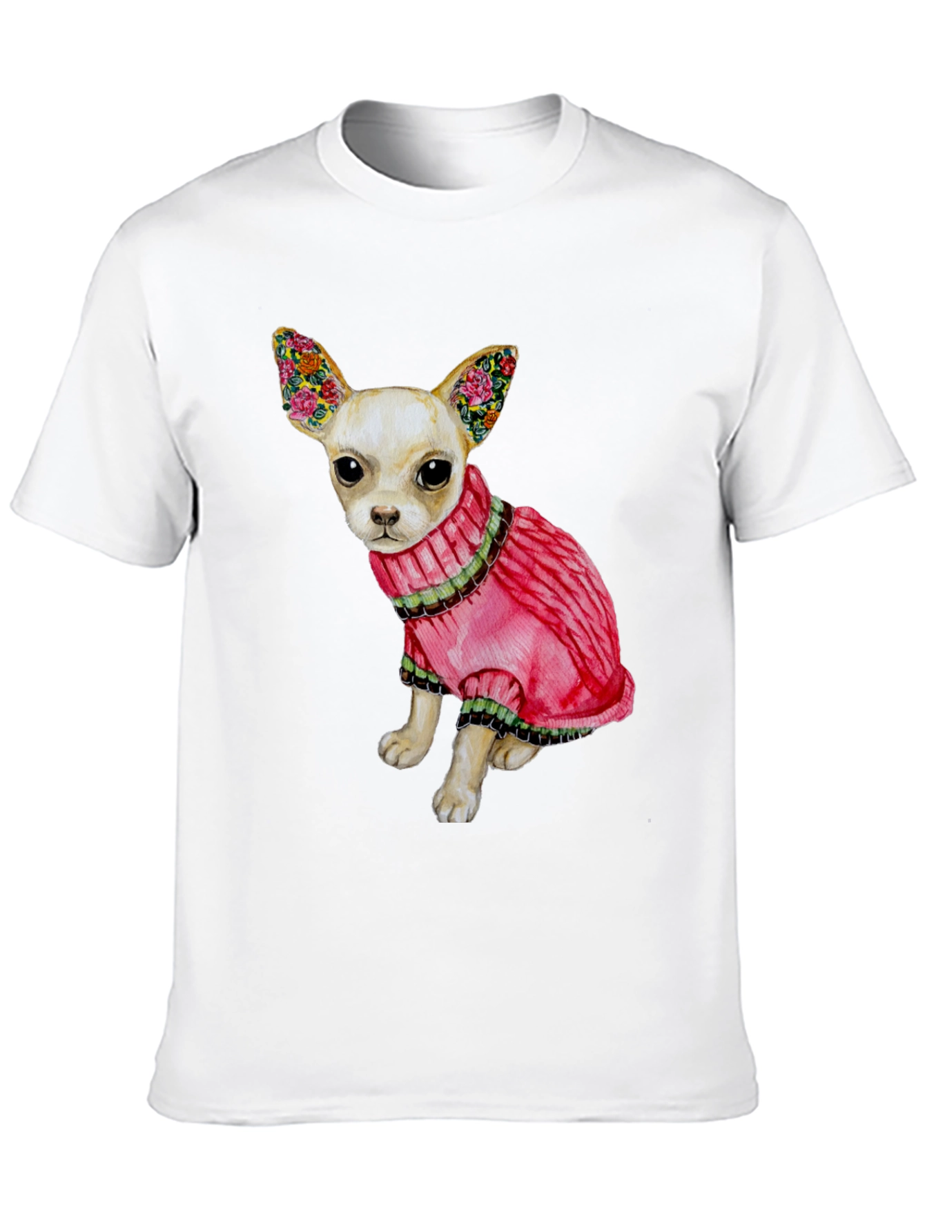 Dog Lovers Tee: Chihuahua in Pink Sweater