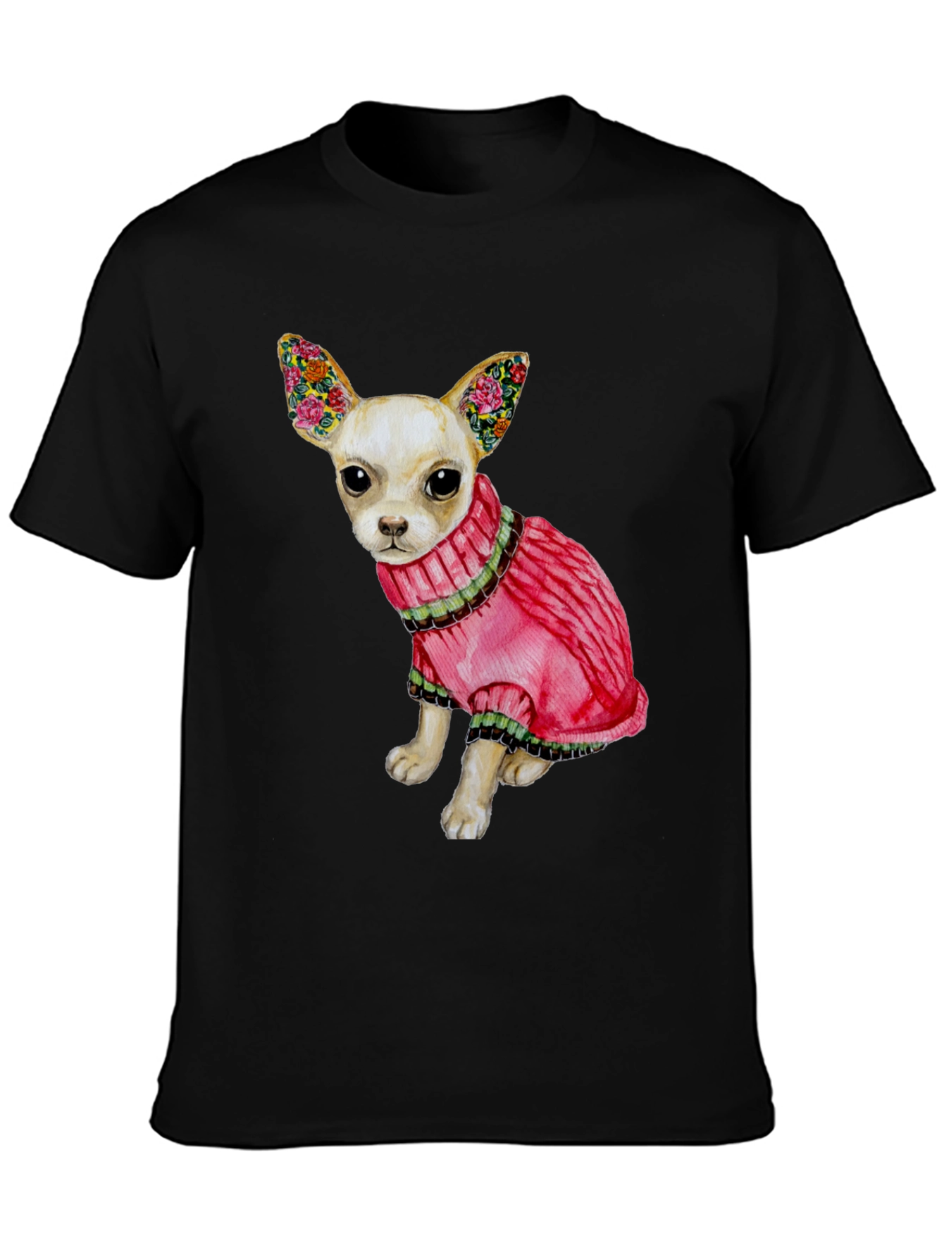 Dog Lovers Tee: Chihuahua in Pink Sweater