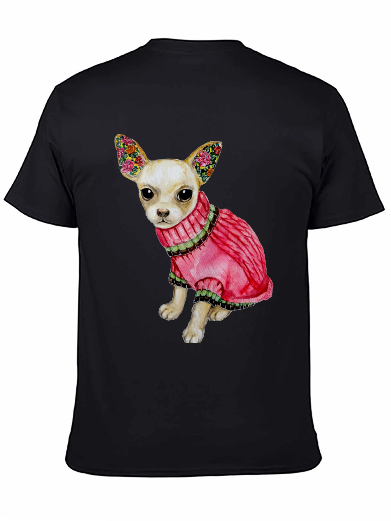Dog Lovers Tee: Chihuahua in Pink Sweater
