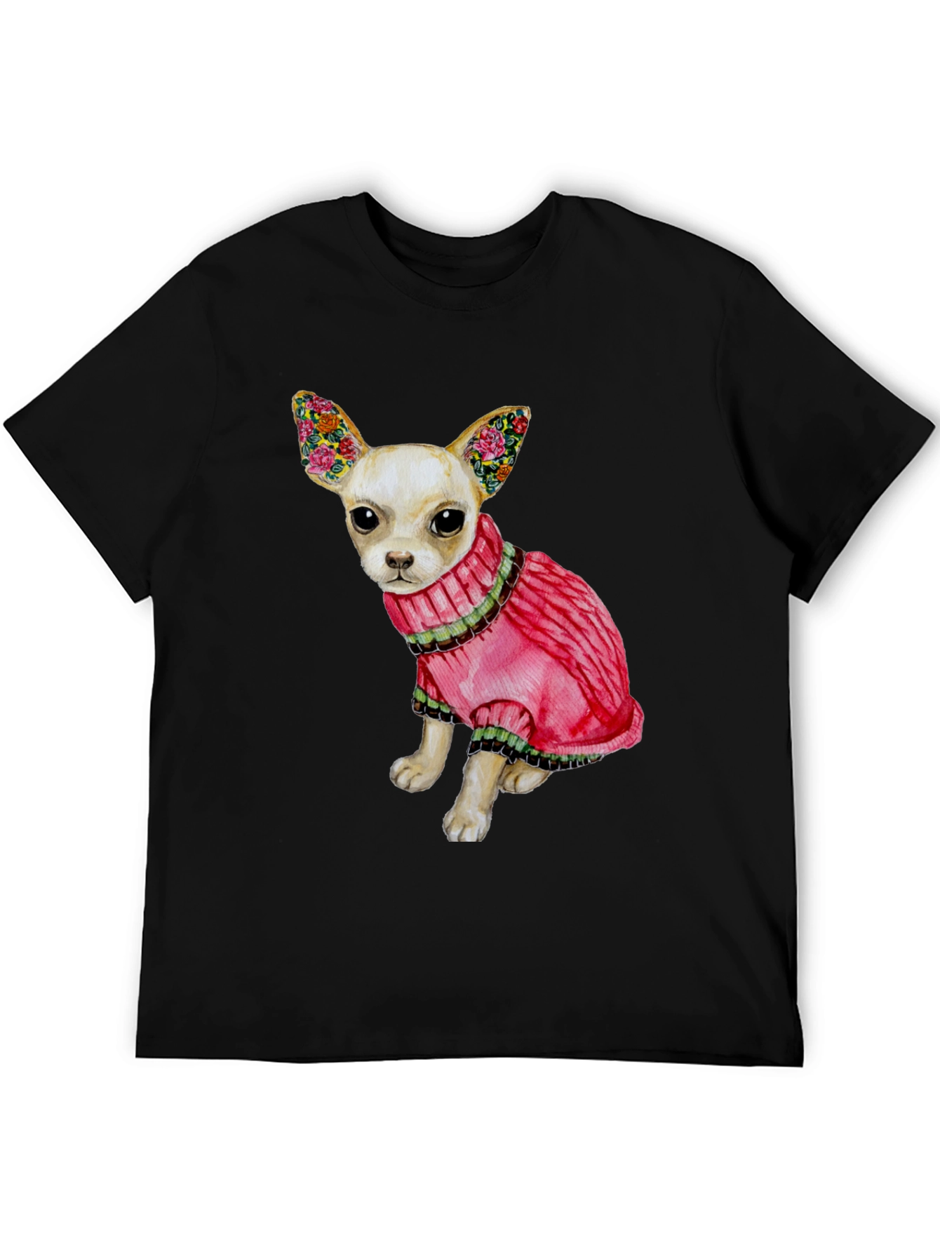 Dog Lovers Tee: Chihuahua in Pink Sweater