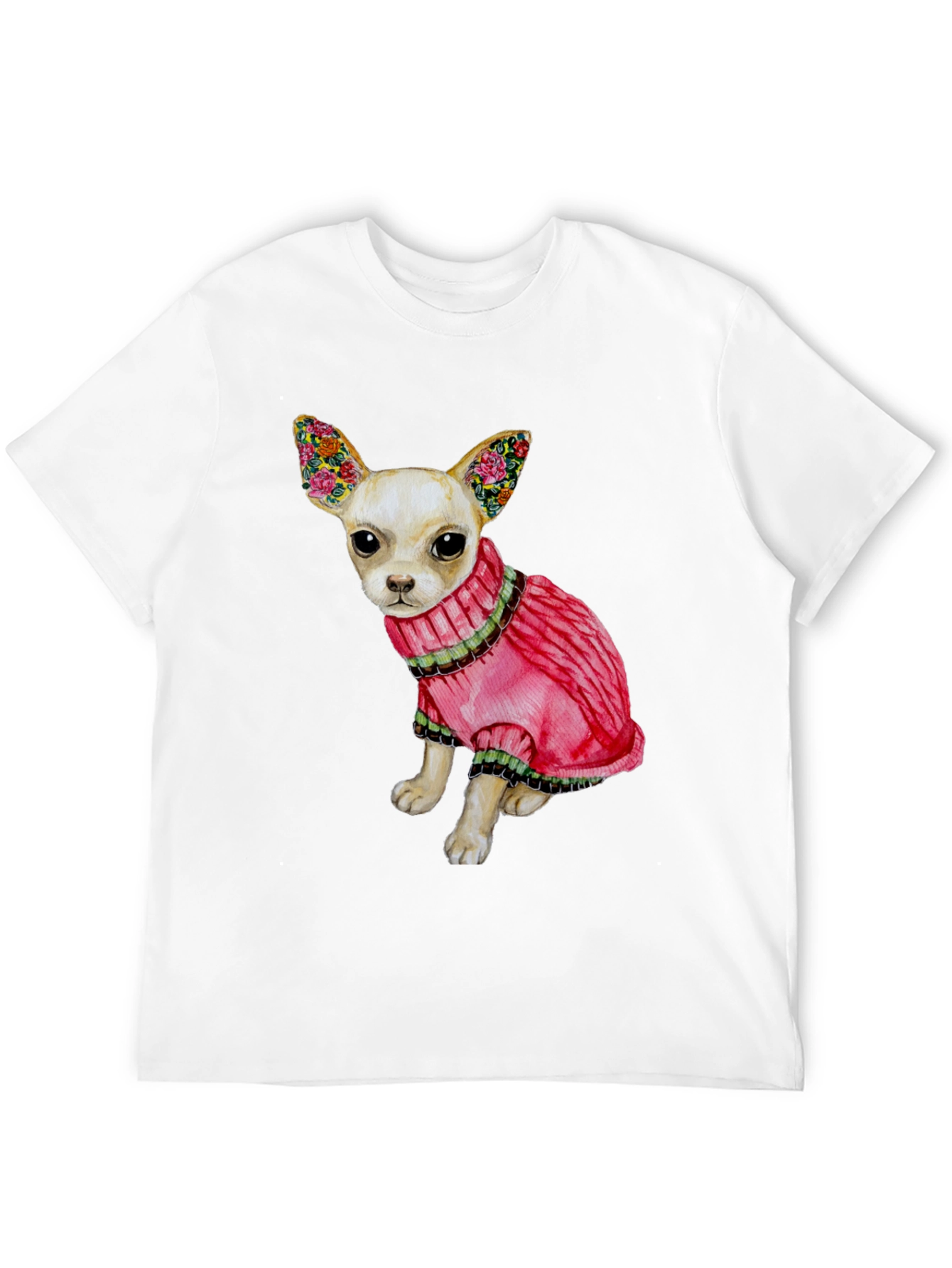 Dog Lovers Tee: Chihuahua in Pink Sweater