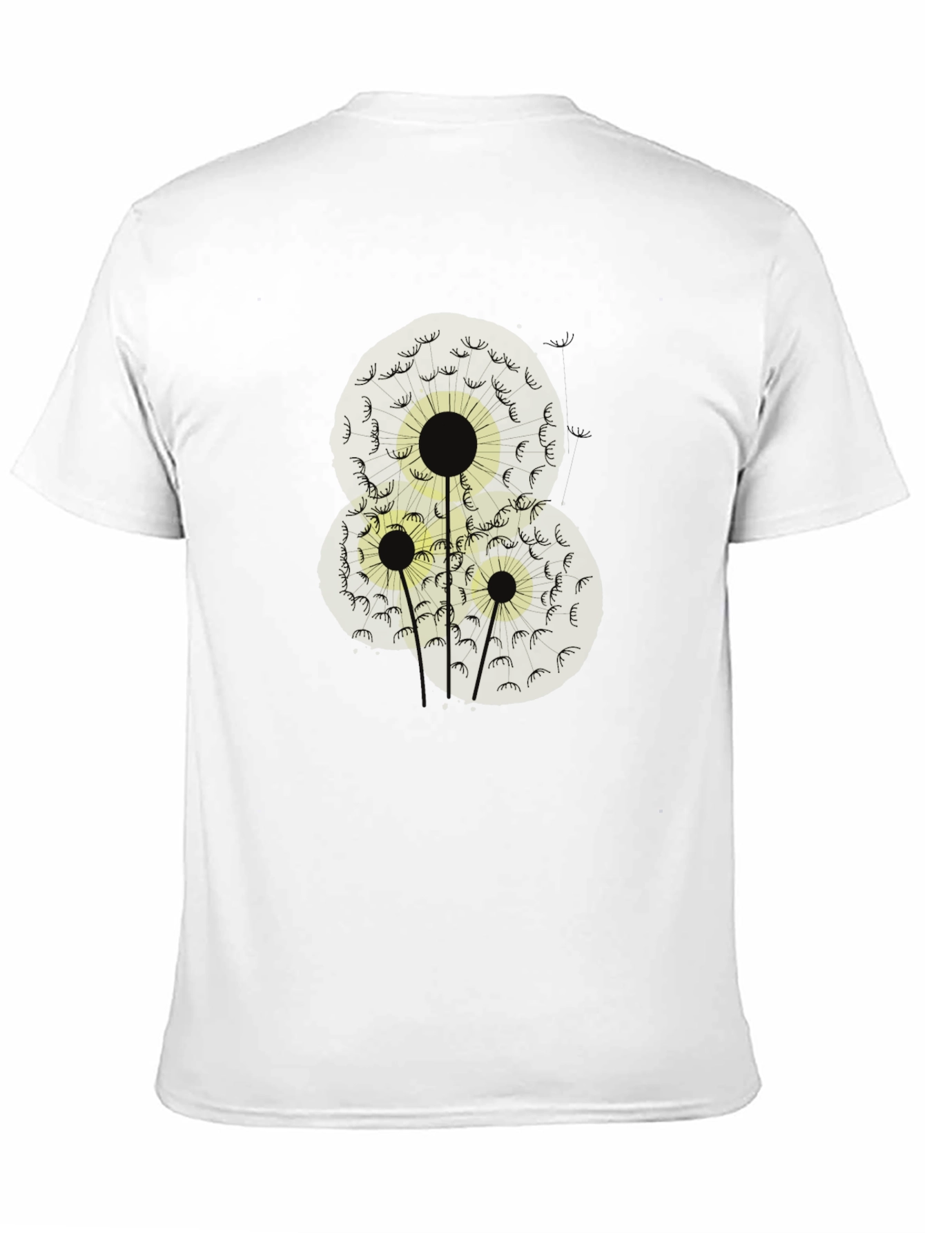 Dandelion Print Black Cotton T-Shirt