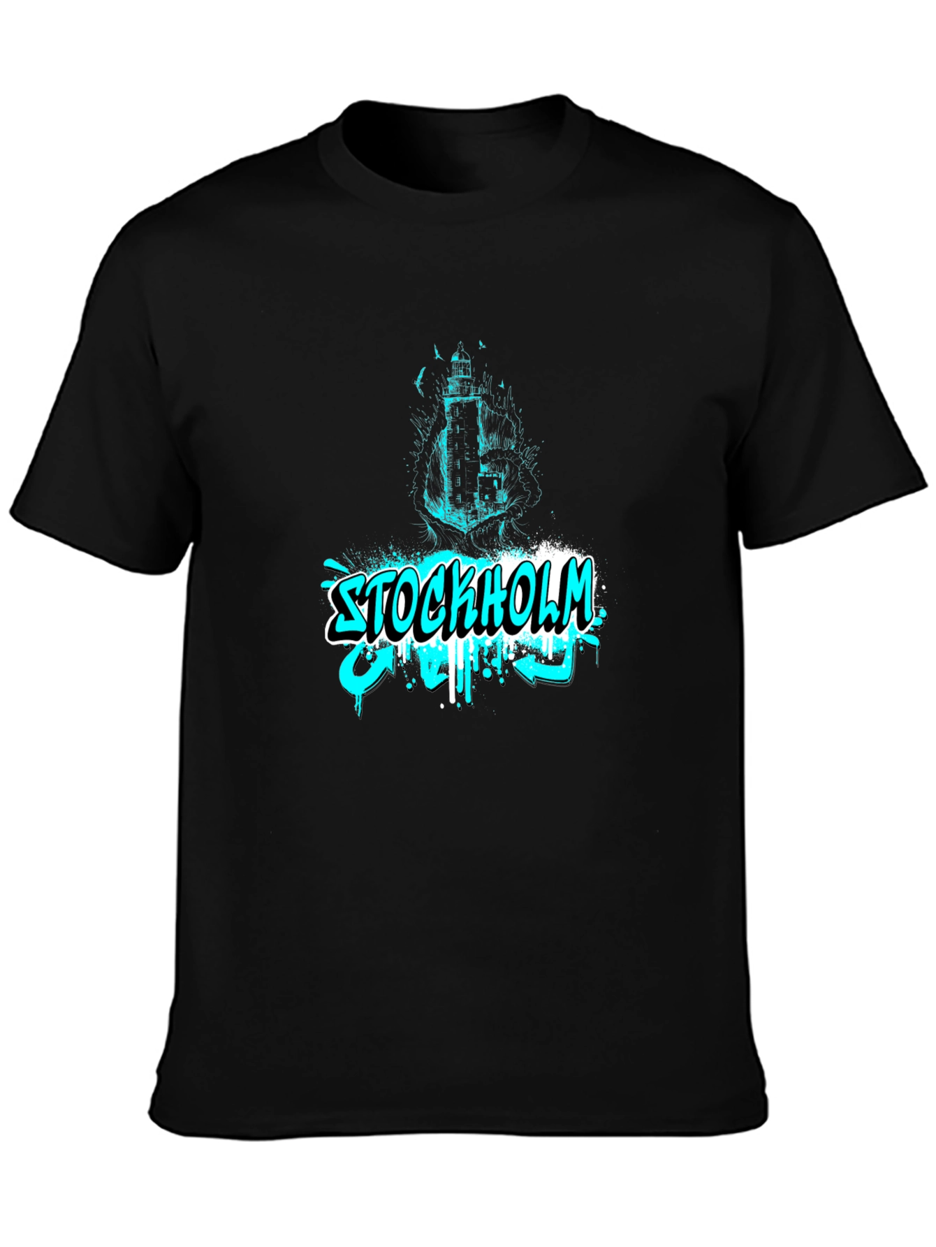 Stockholm Graffiti T-Shirt - Black Cotton Tee