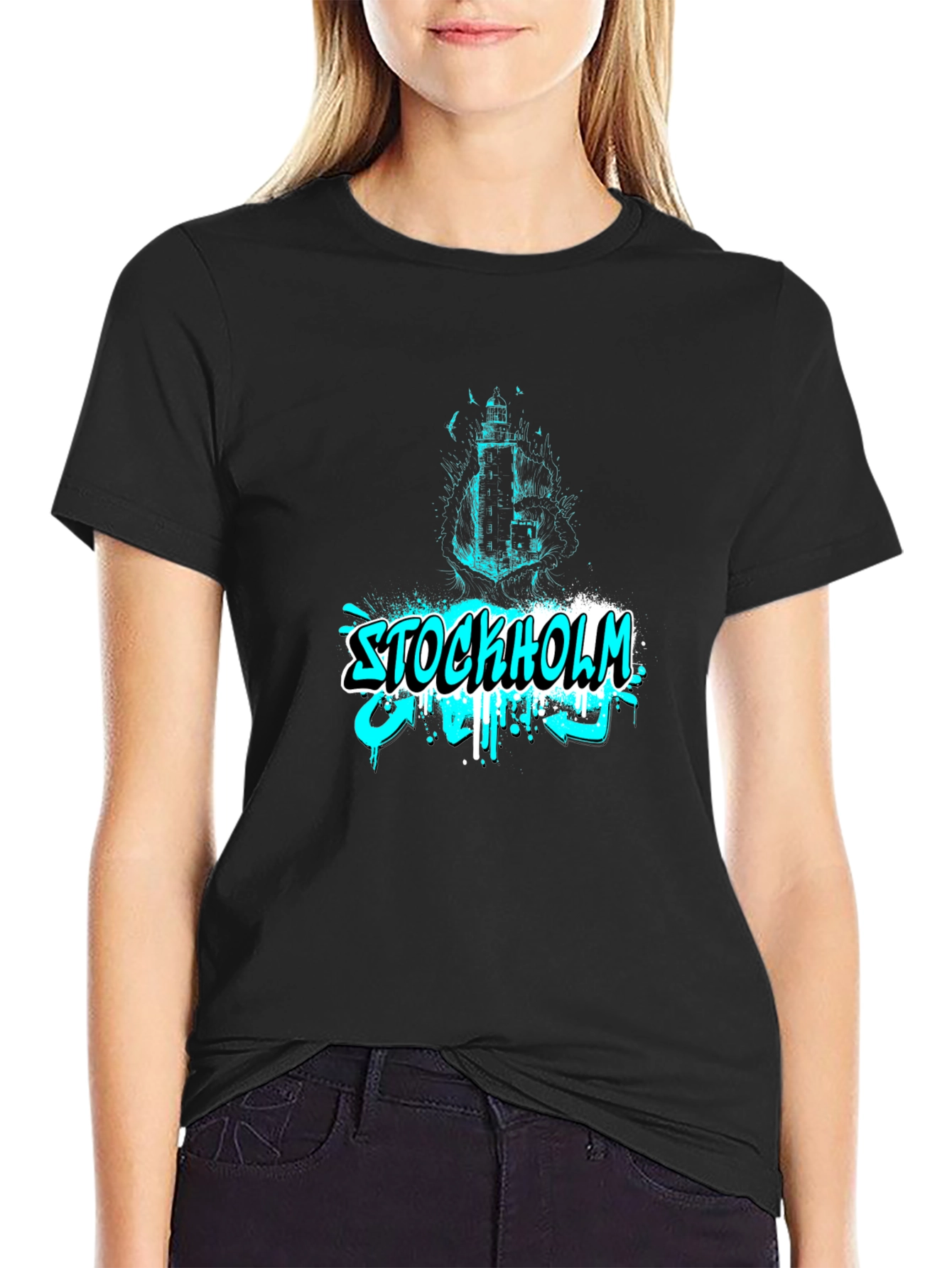Stockholm Graffiti T-Shirt - Black Cotton Tee