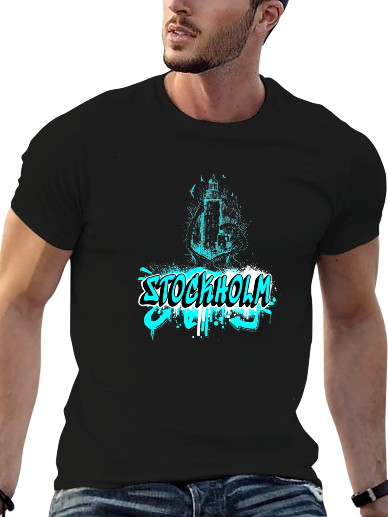 Stockholm Graffiti T-Shirt - Black Cotton Tee