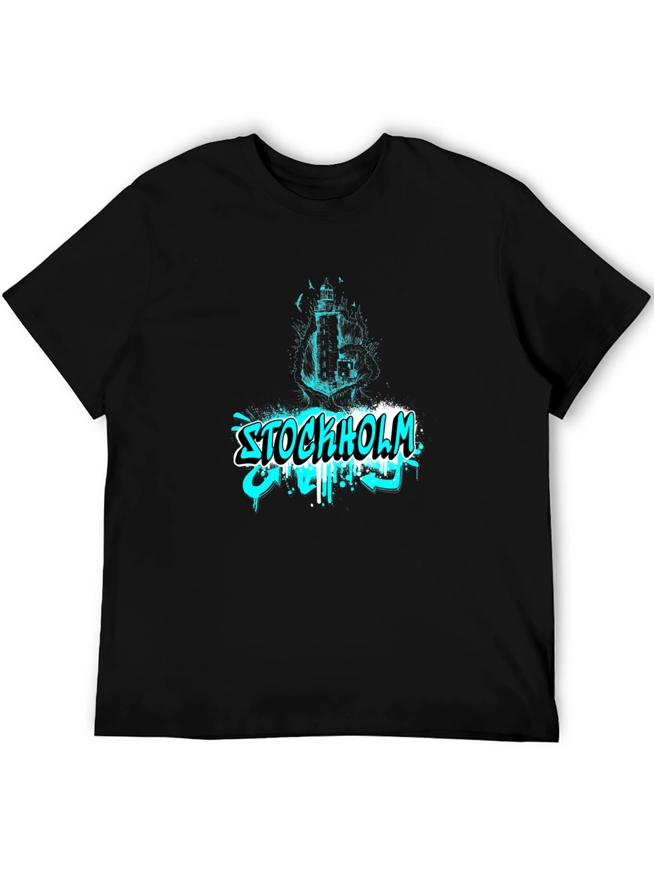 Stockholm Graffiti T-Shirt - Black Cotton Tee