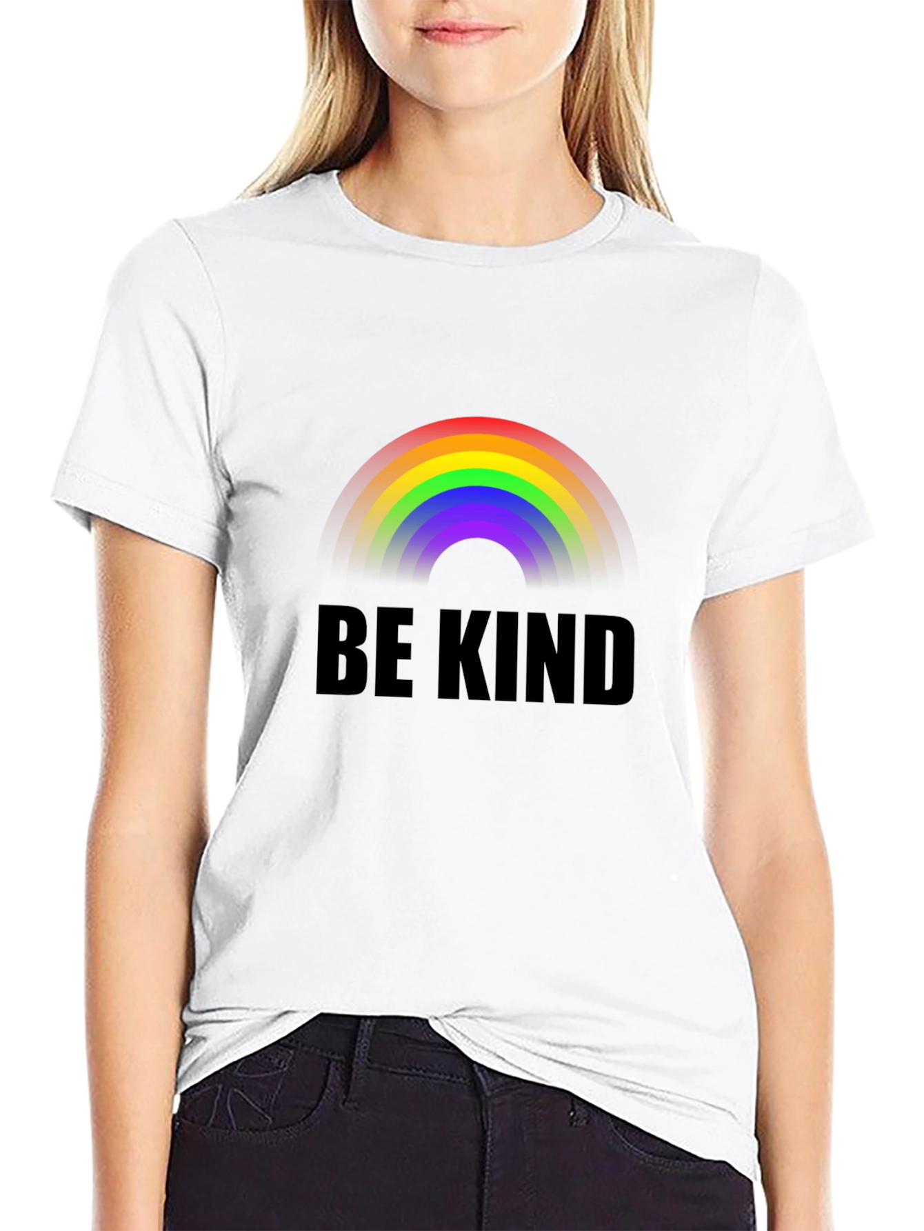 Be Kind Rainbow T-Shirt - Soft Black Tee