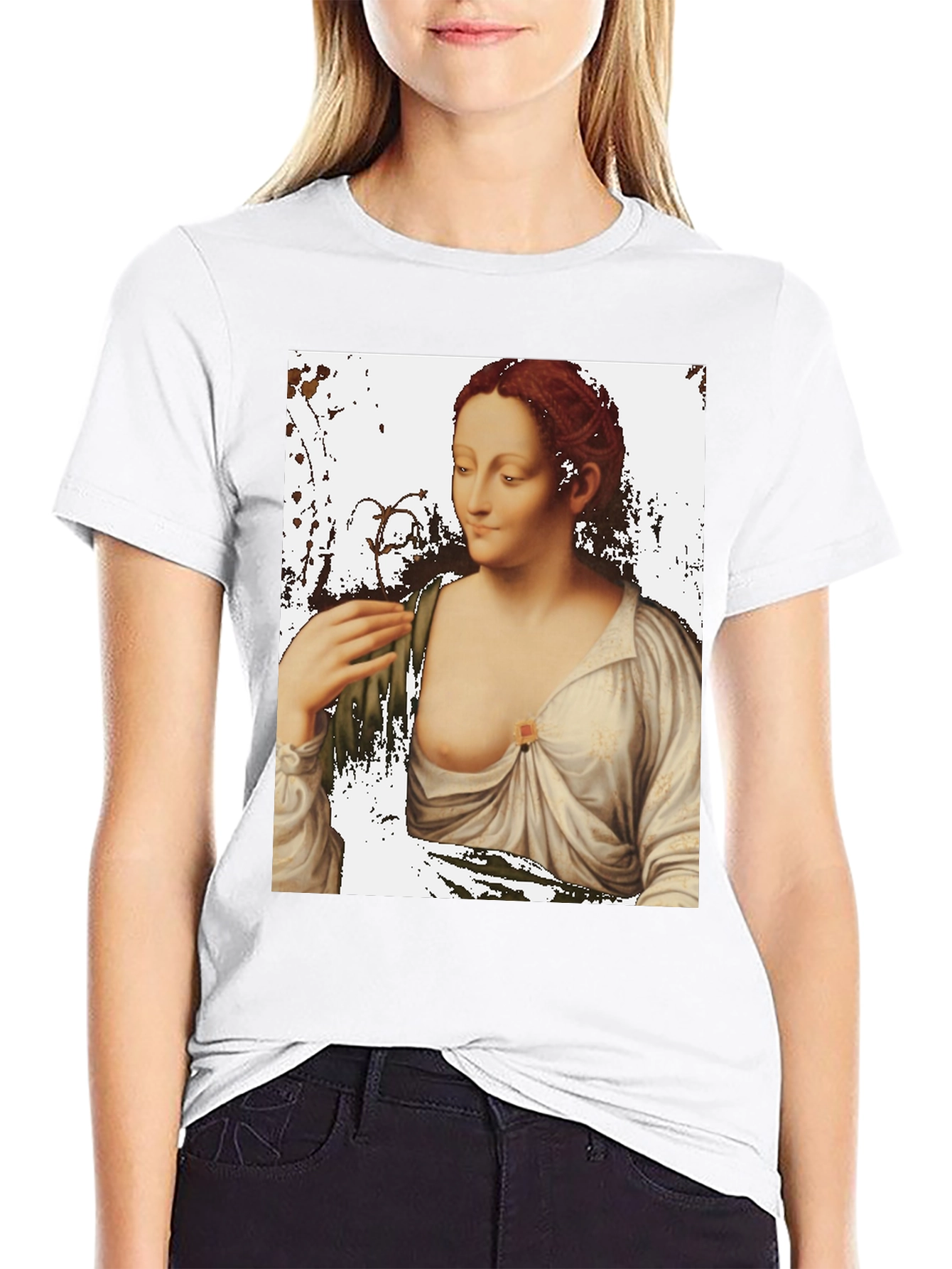 Classic Art Tee: Woman with Lily Portrait