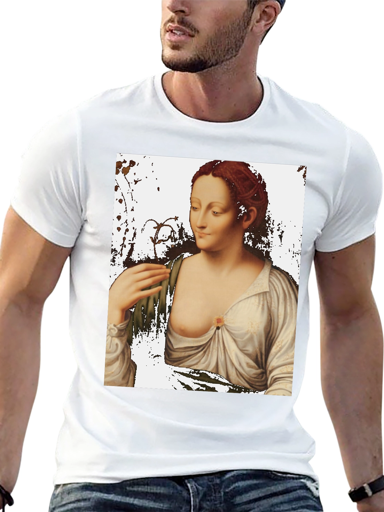 Classic Art Tee: Woman with Lily Portrait