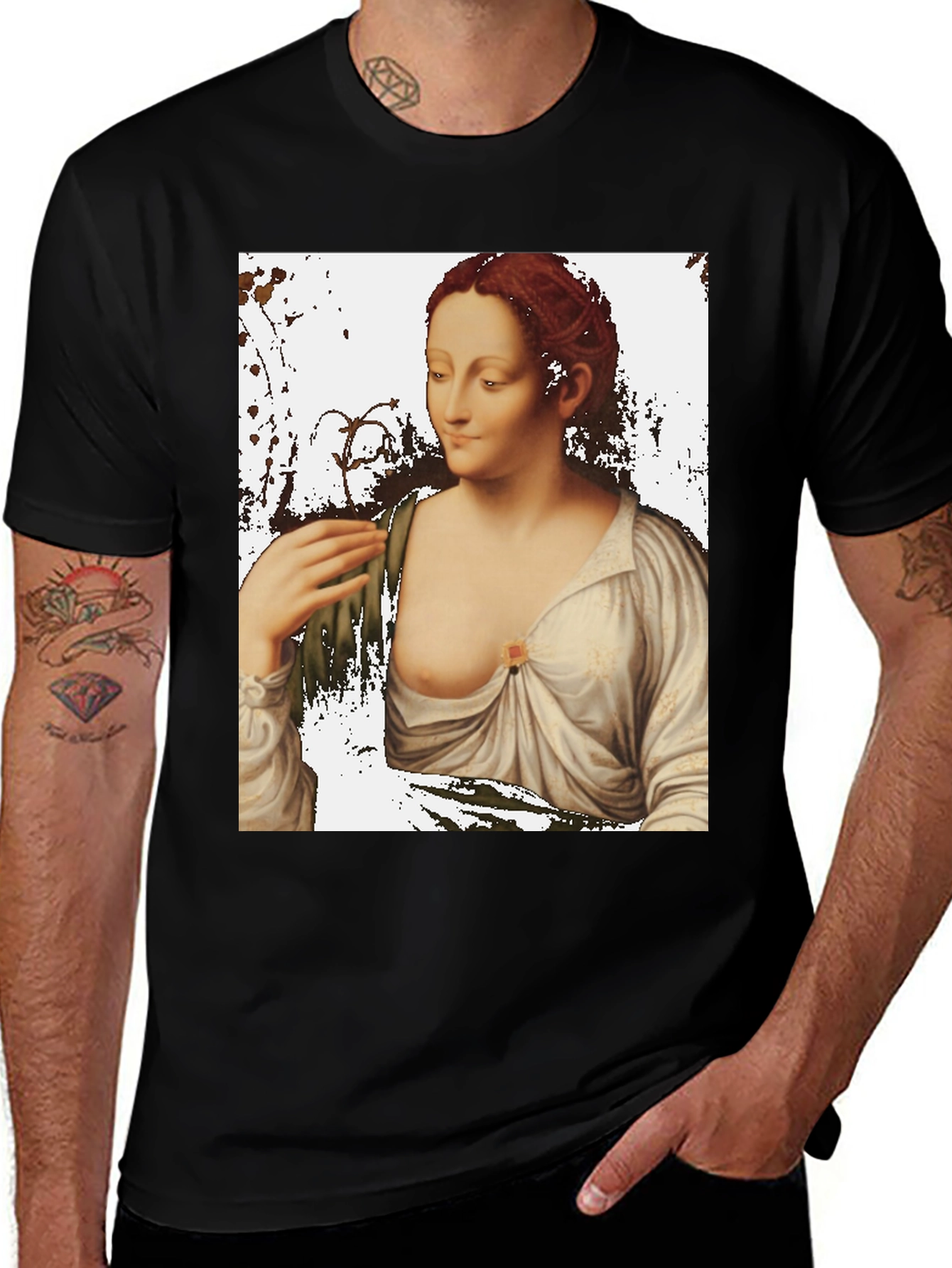 Classic Art Tee: Woman with Lily Portrait