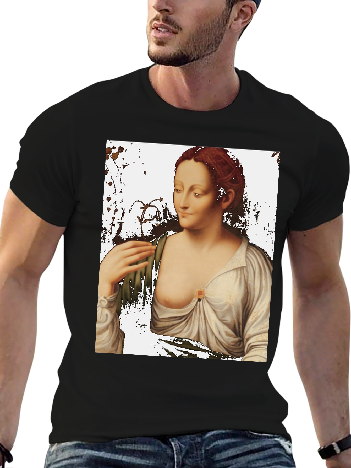 Classic Art Tee: Woman with Lily Portrait