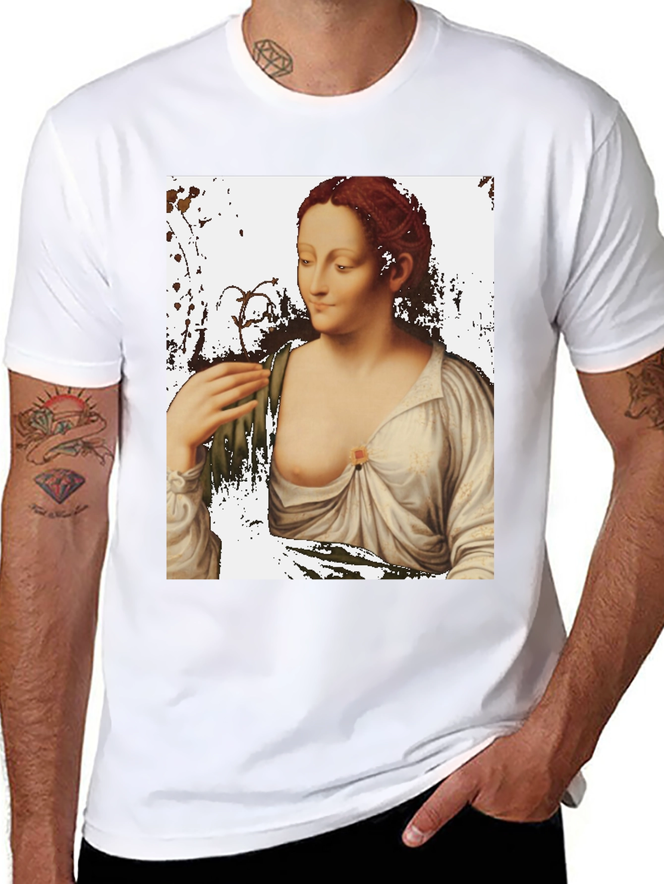 Classic Art Tee: Woman with Lily Portrait