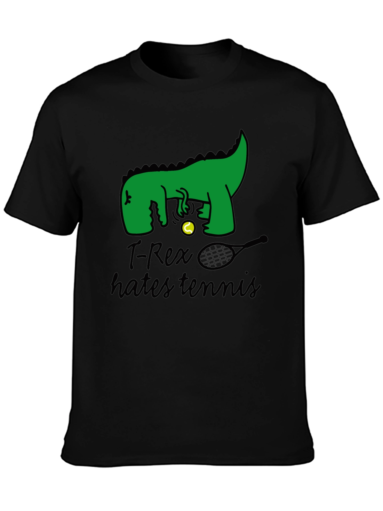 T-Rex Hates Tennis Graphic Tee - Funny Dinosaur T-Shirt