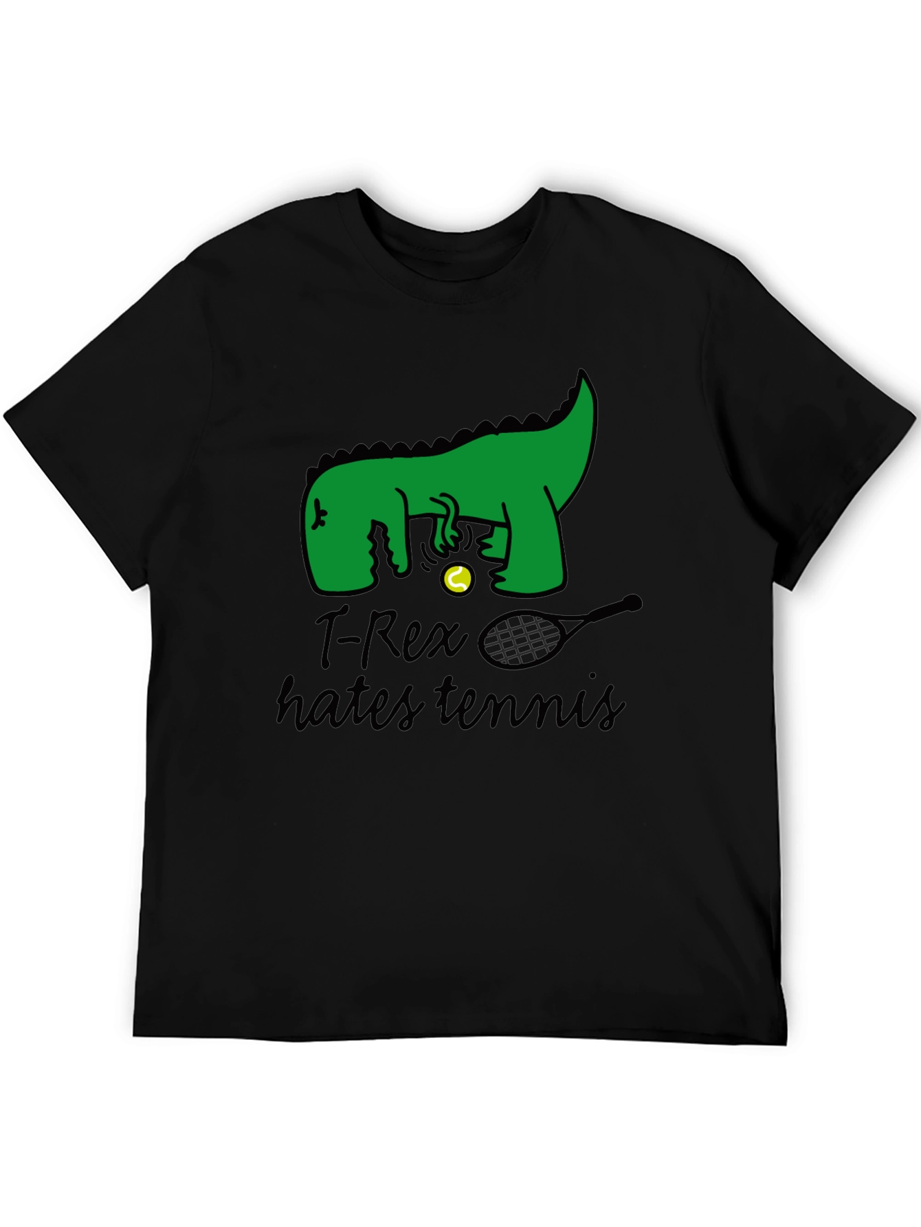 T-Rex Hates Tennis Graphic Tee - Funny Dinosaur T-Shirt
