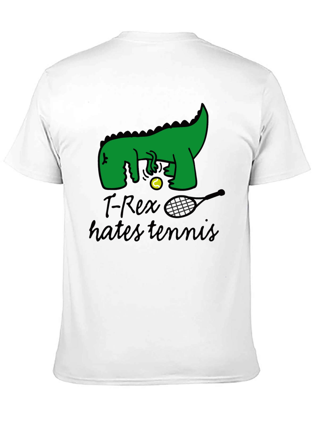 T-Rex Hates Tennis Graphic Tee - Funny Dinosaur T-Shirt