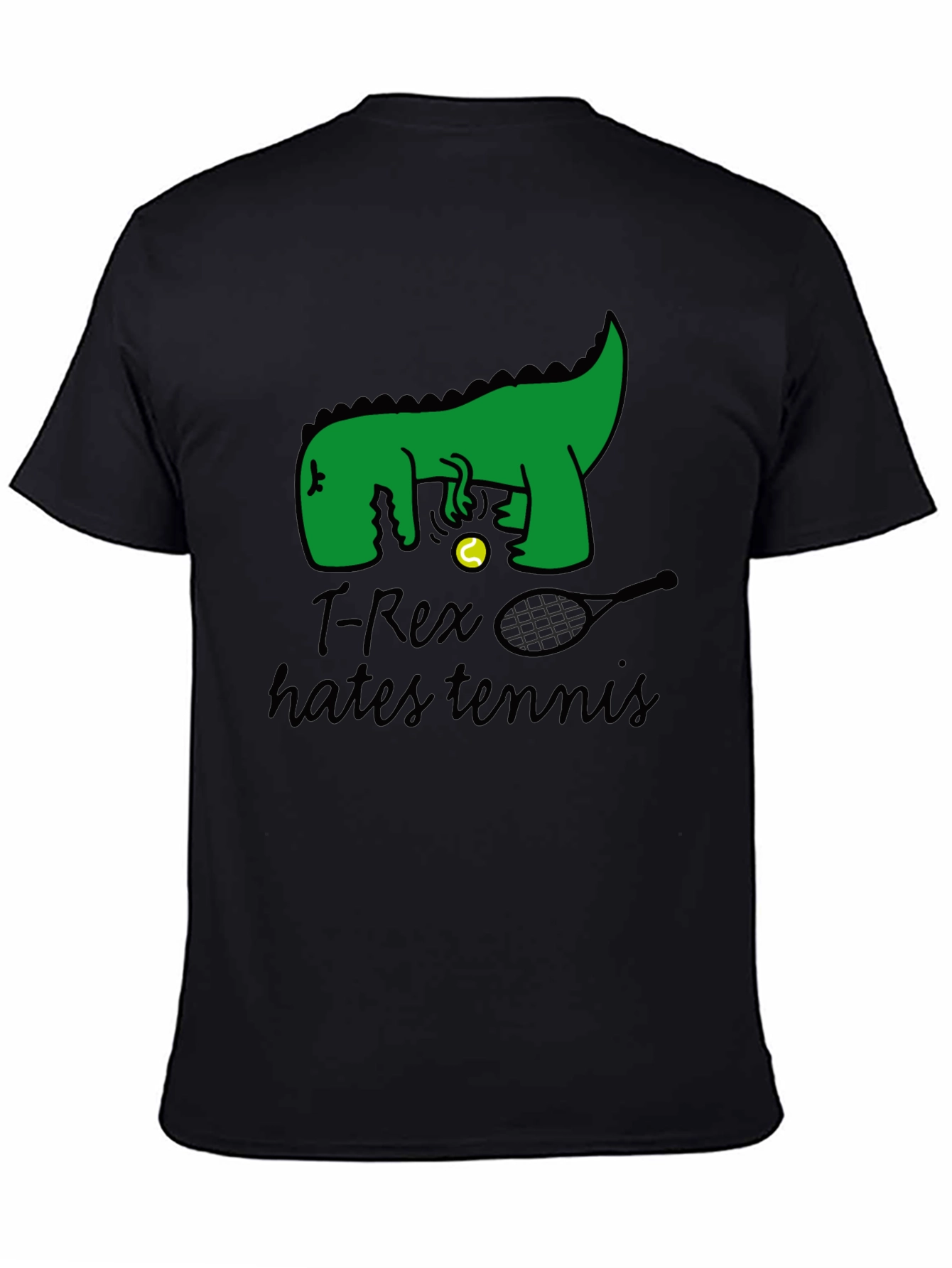 T-Rex Hates Tennis Graphic Tee - Funny Dinosaur T-Shirt