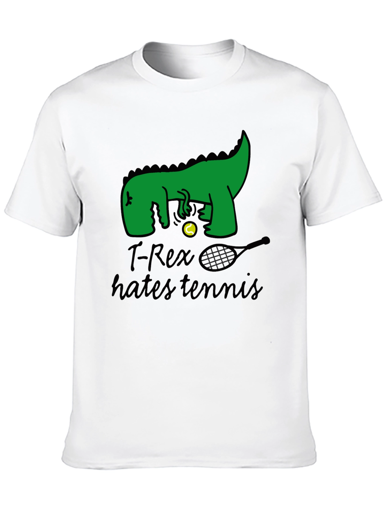 T-Rex Hates Tennis Graphic Tee - Funny Dinosaur T-Shirt
