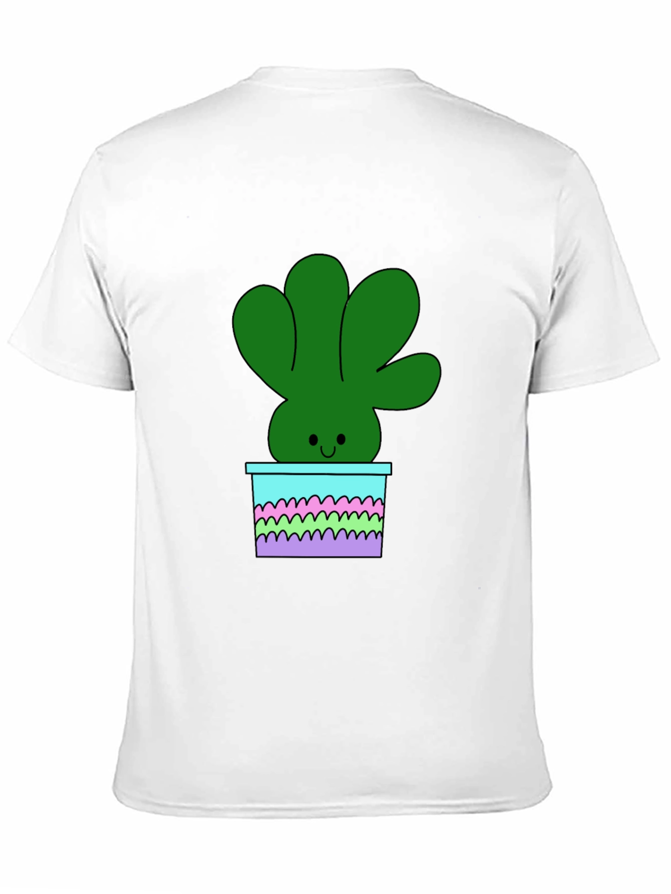 Cute Cartoon Potted Plant Graphic Tee - Black