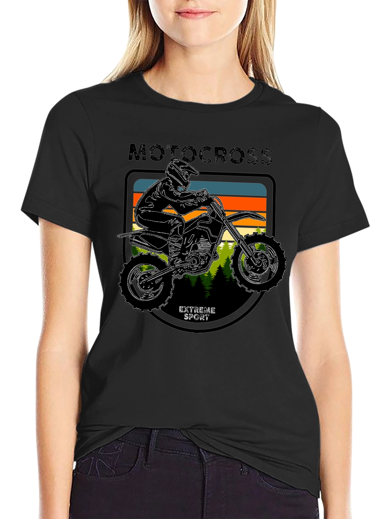 Motocross Extreme Sport Black T-Shirt