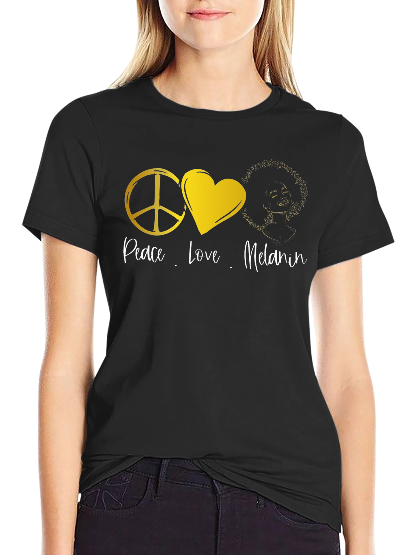 Peace Love Melanin Black Graphic T-Shirt