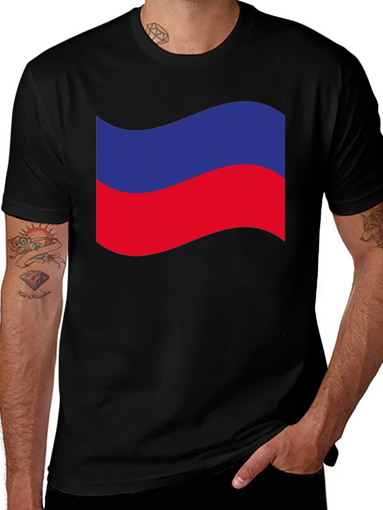 Estonia Flag Wavy Graphic Tee - Black