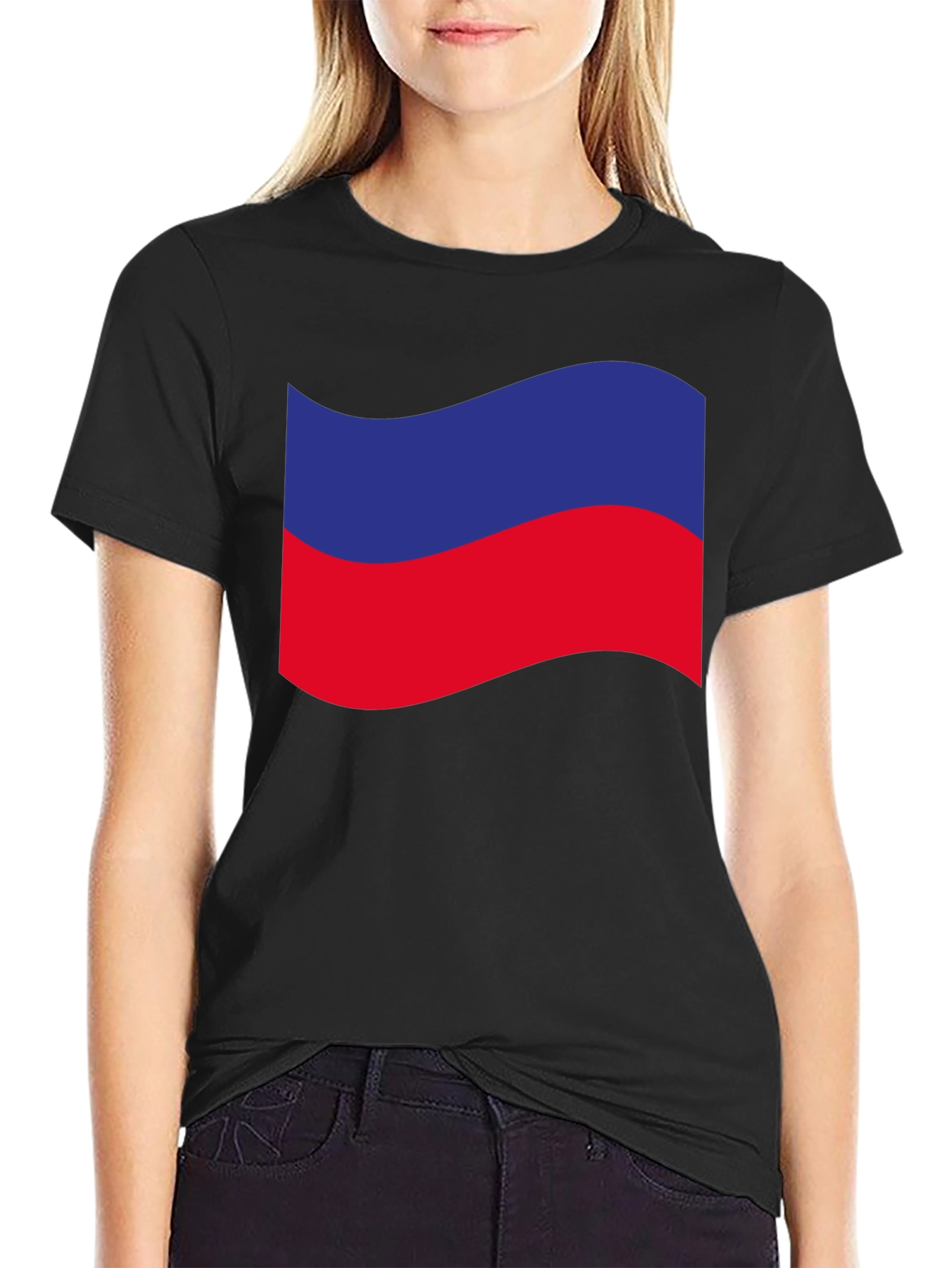 Estonia Flag Wavy Graphic Tee - Black