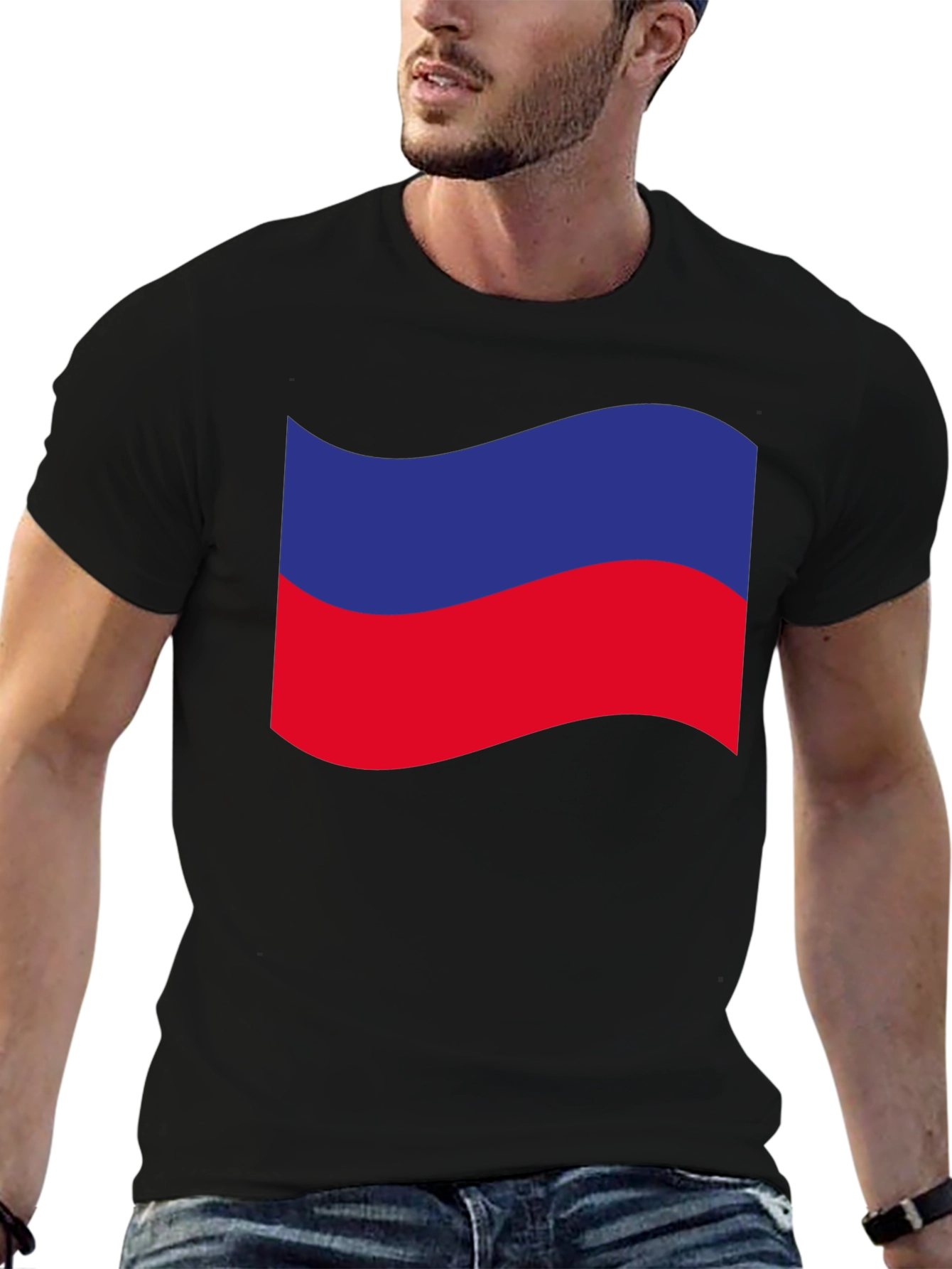 Estonia Flag Wavy Graphic Tee - Black