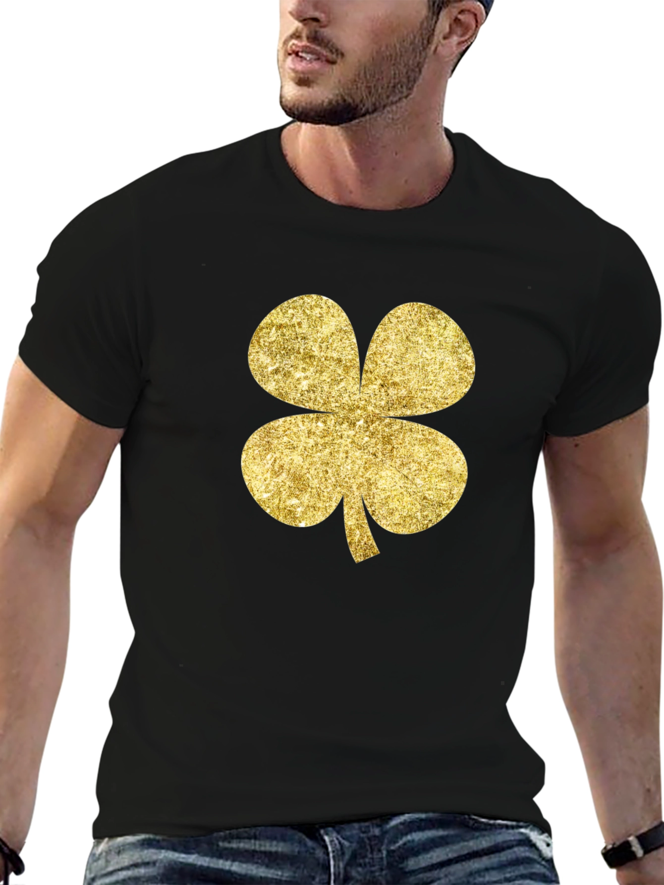 Golden Clover Graphic Black T-Shirt