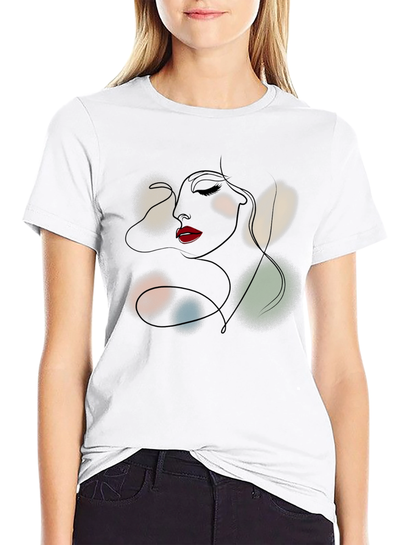 Abstract Woman Line Art T-Shirt - Modern Graphic Tee