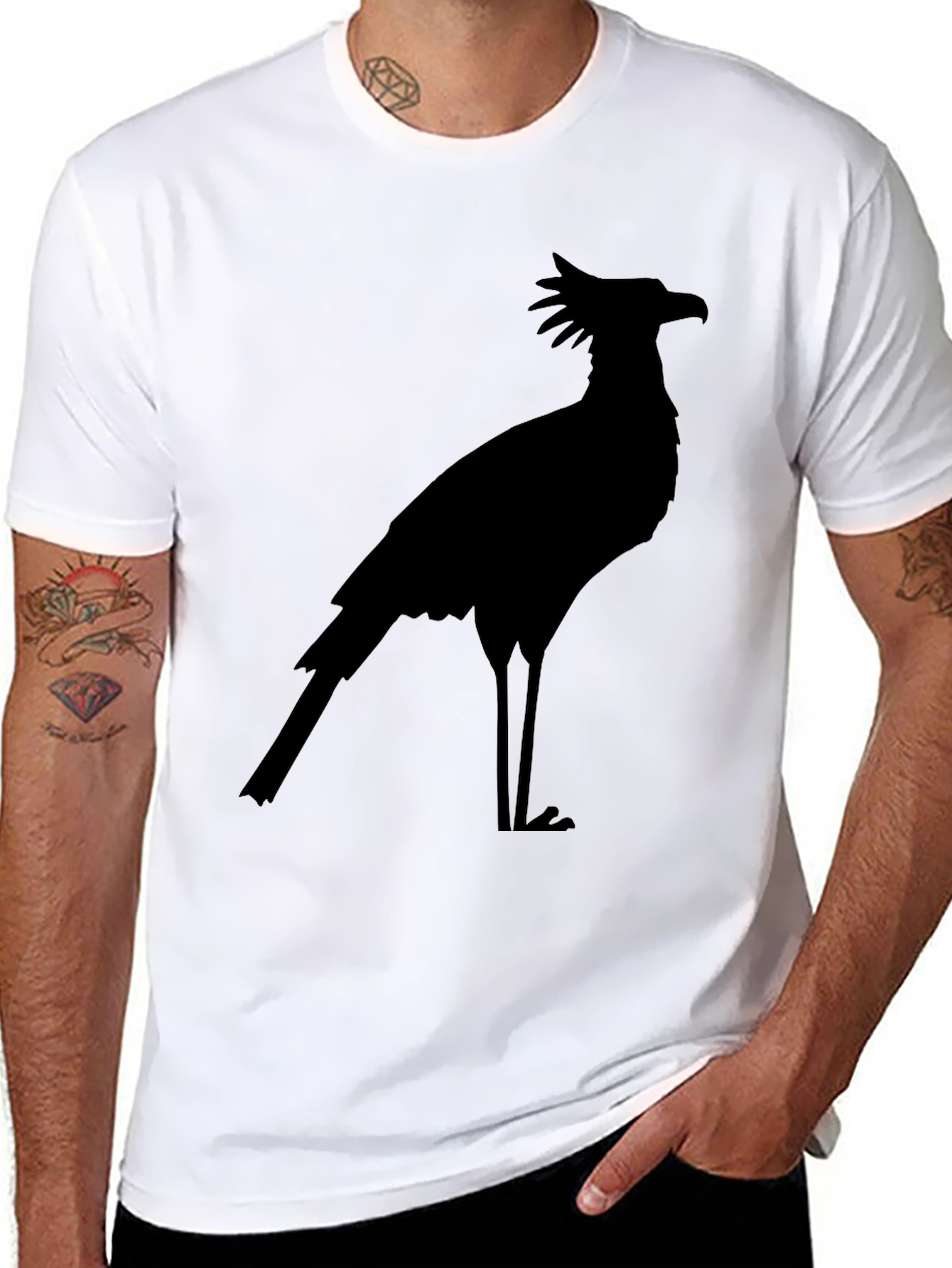 Secretary Bird Silhouette Black T-Shirt