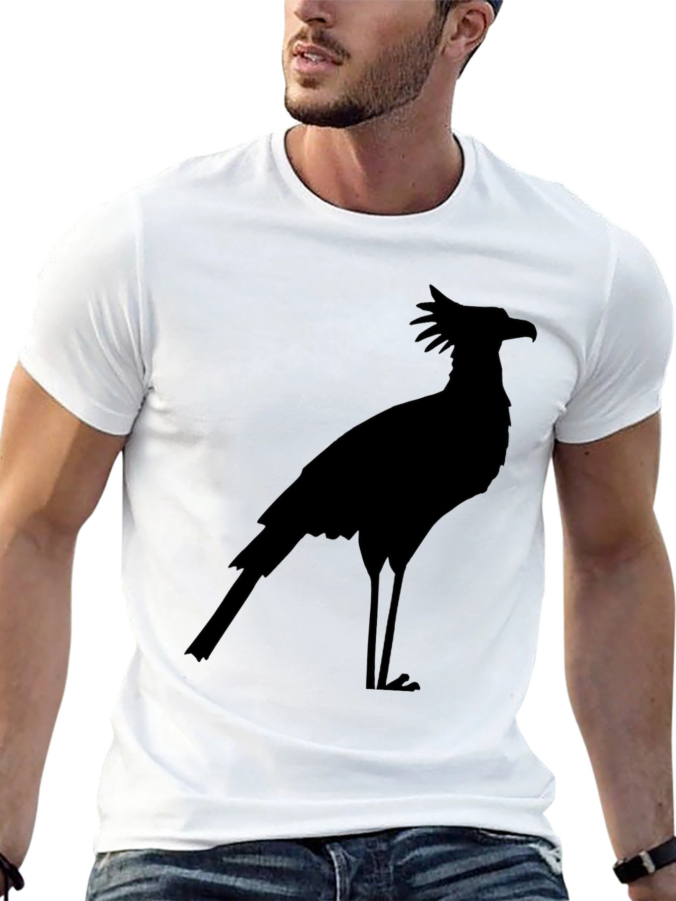 Secretary Bird Silhouette Black T-Shirt