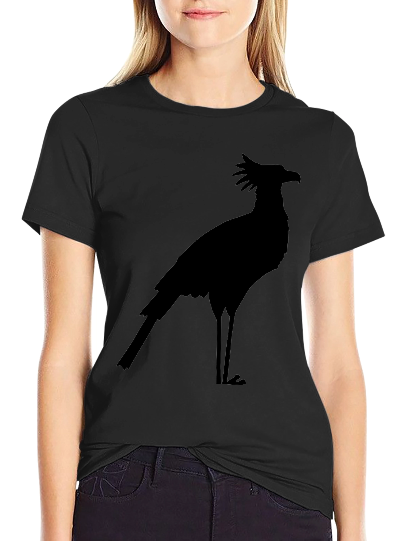 Secretary Bird Silhouette Black T-Shirt