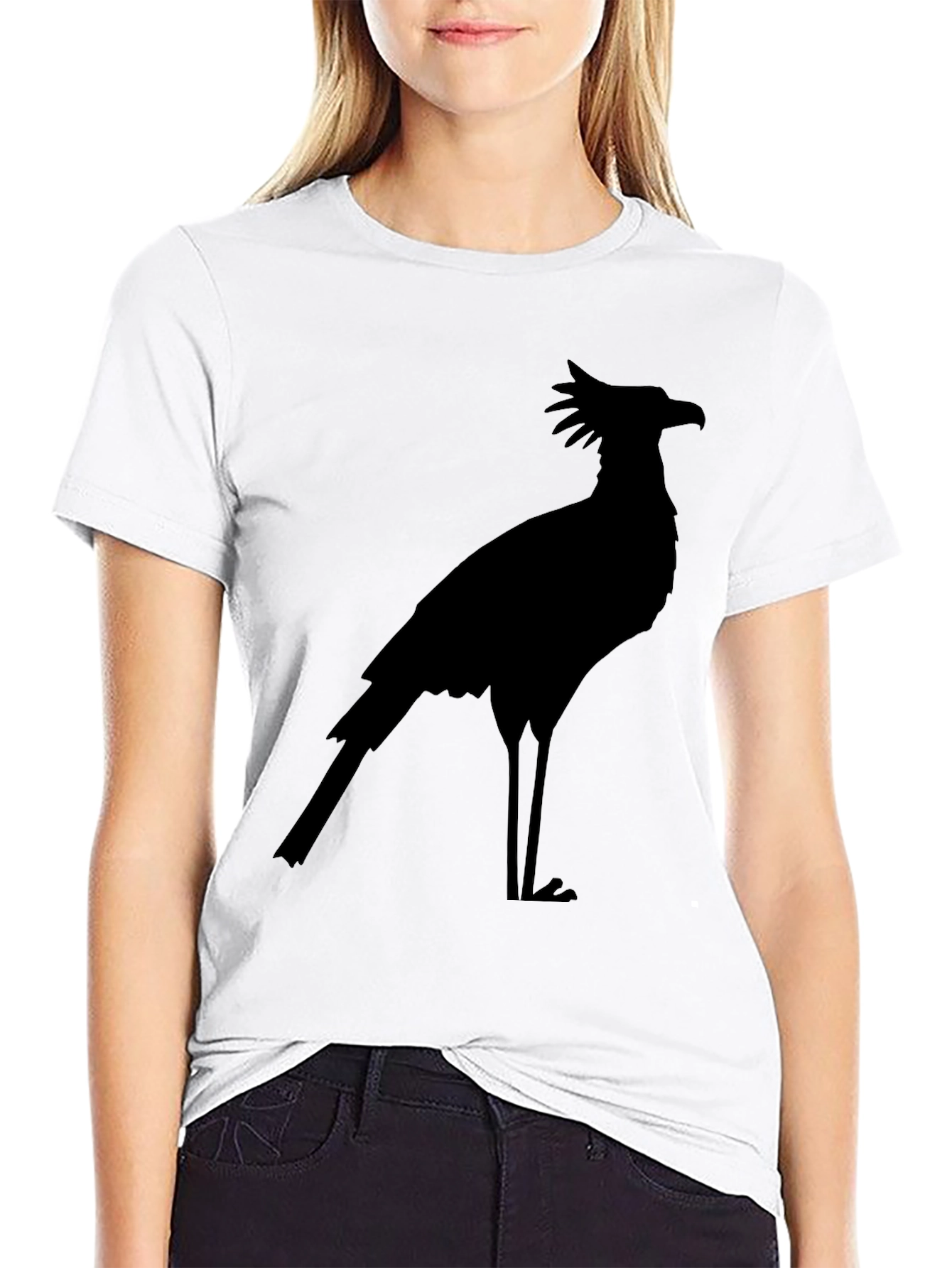 Secretary Bird Silhouette Black T-Shirt