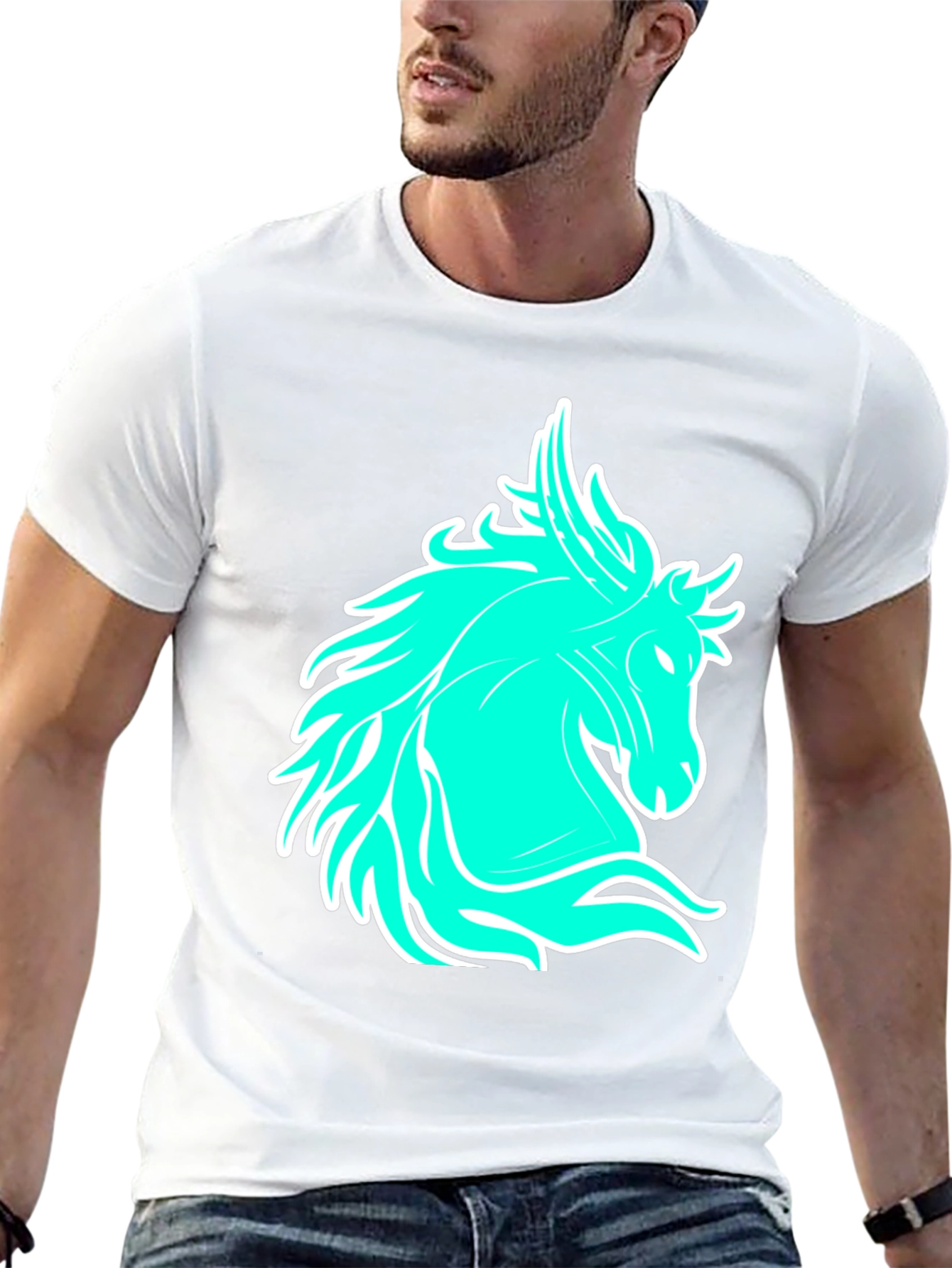 Cool Horse Graphic Tee - Black Casual T-Shirt