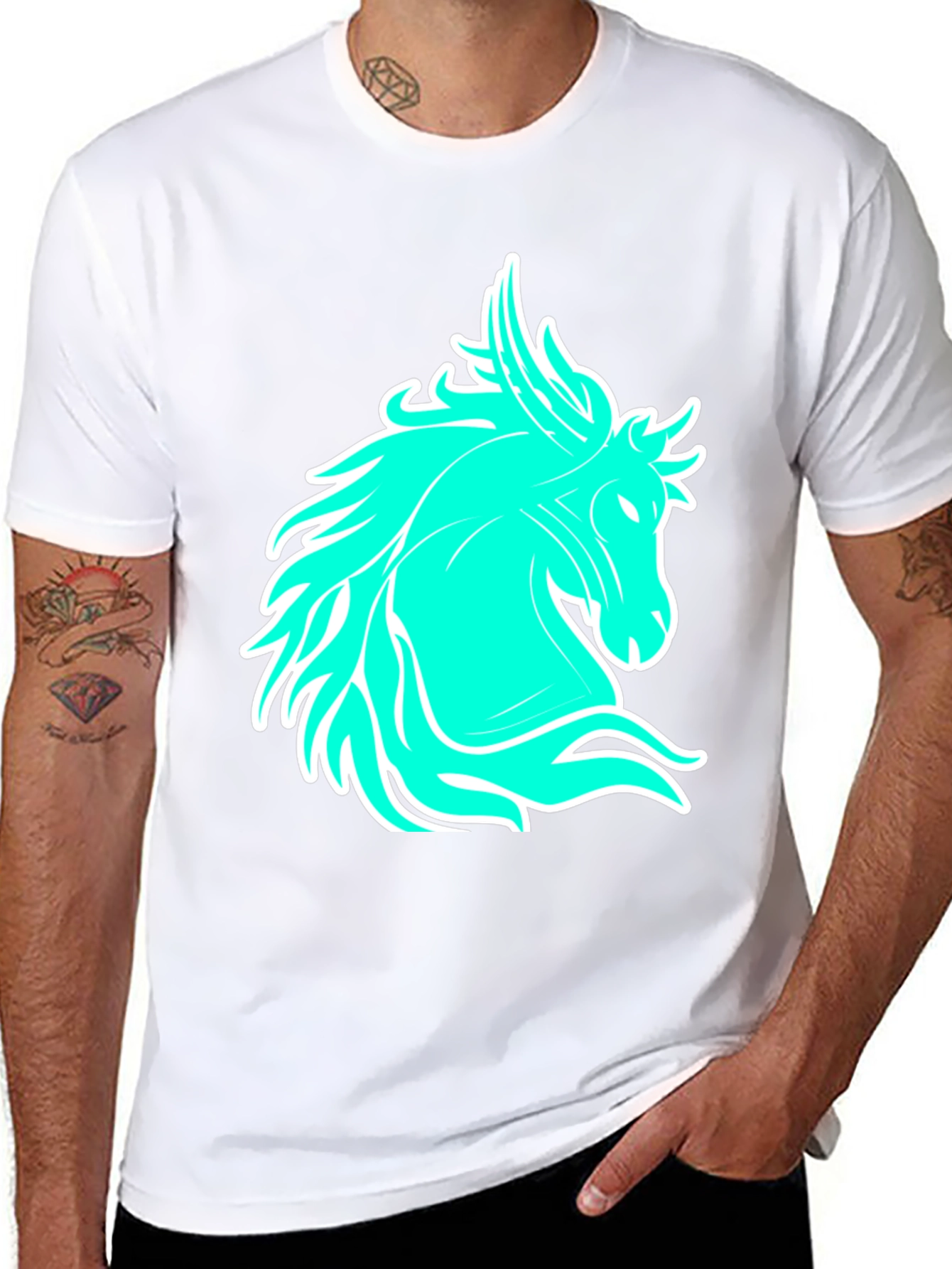 Cool Horse Graphic Tee - Black Casual T-Shirt