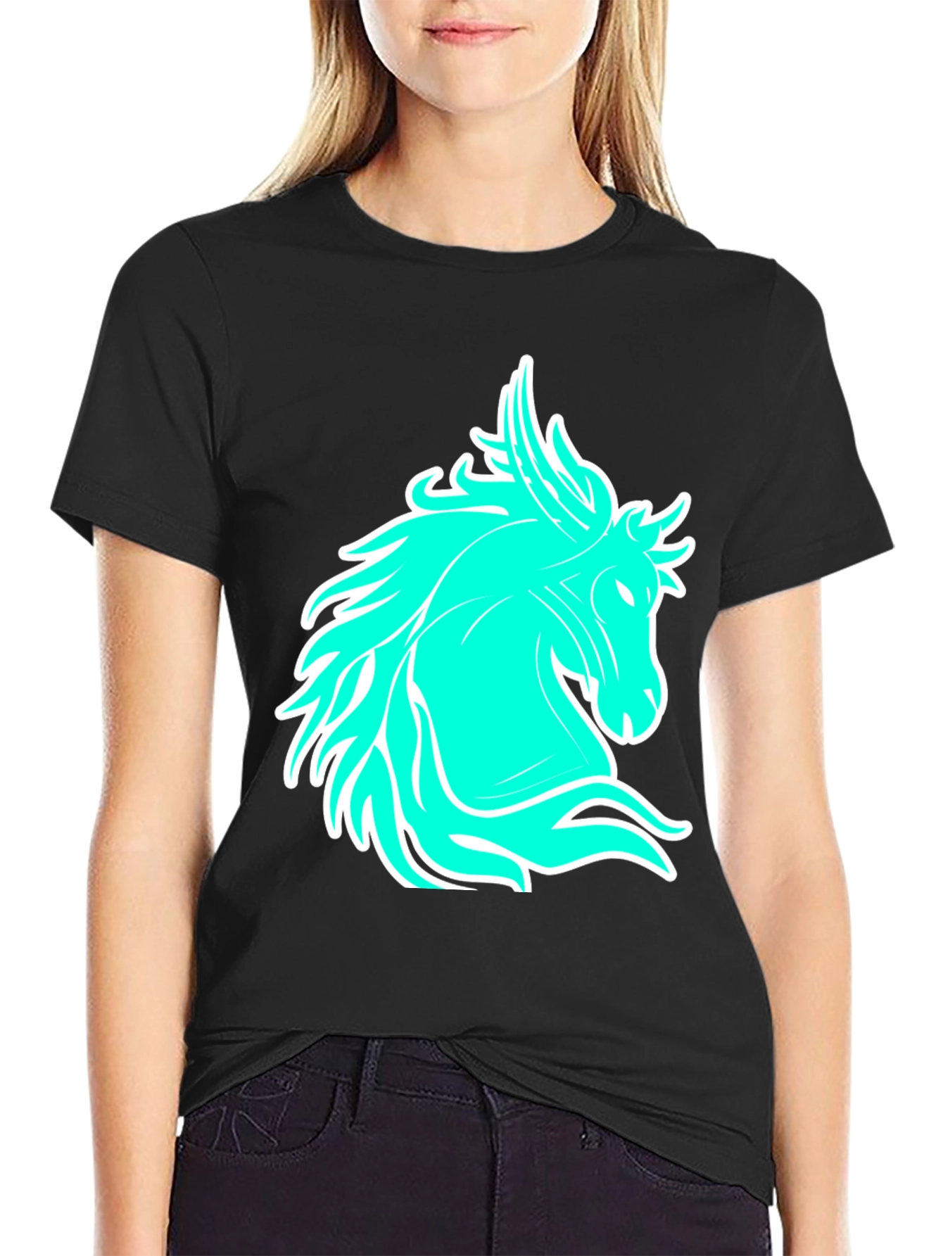 Cool Horse Graphic Tee - Black Casual T-Shirt