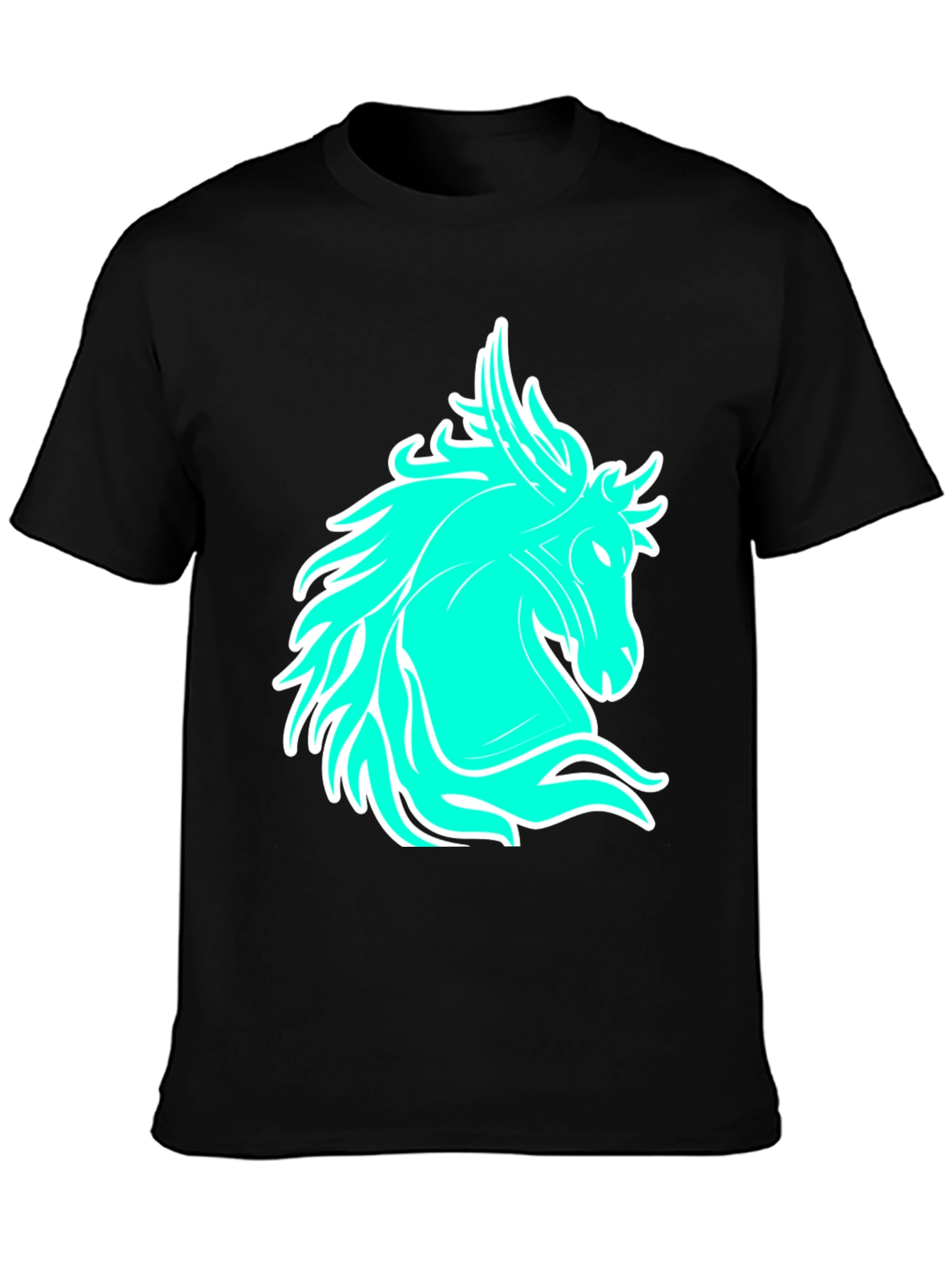 Cool Horse Graphic Tee - Black Casual T-Shirt