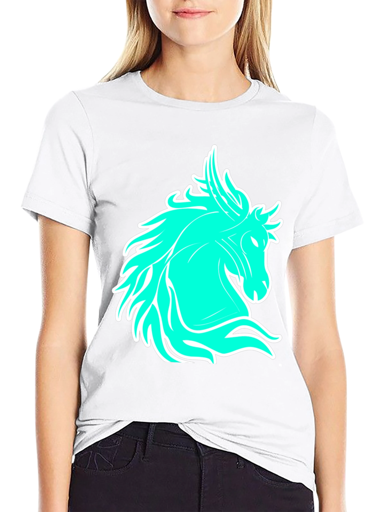 Cool Horse Graphic Tee - Black Casual T-Shirt