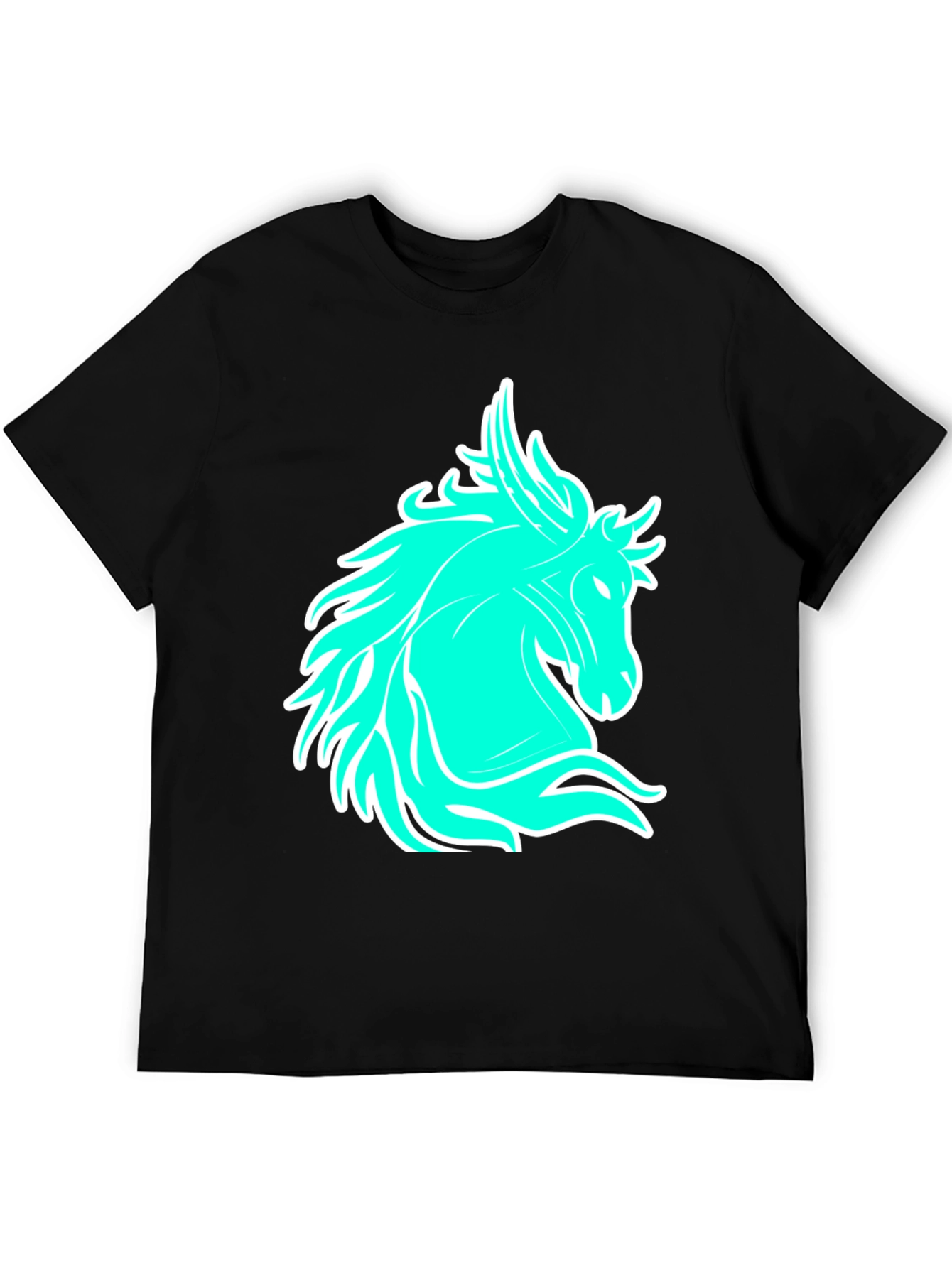 Cool Horse Graphic Tee - Black Casual T-Shirt
